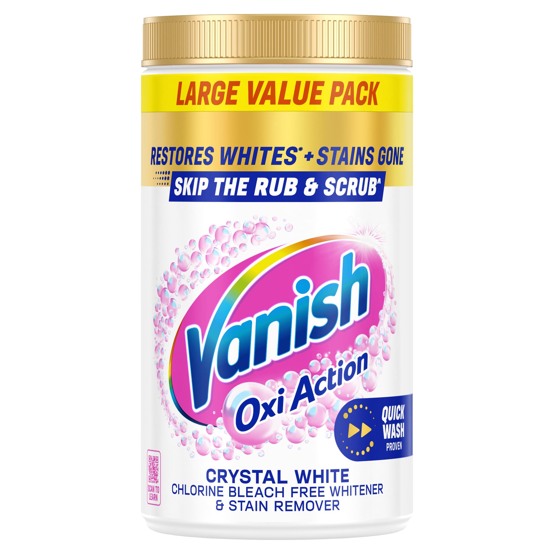 Vanish Crystal White Stain Remover Powder - Restores Whites & Removes Tough Stains | 1.41kg 1