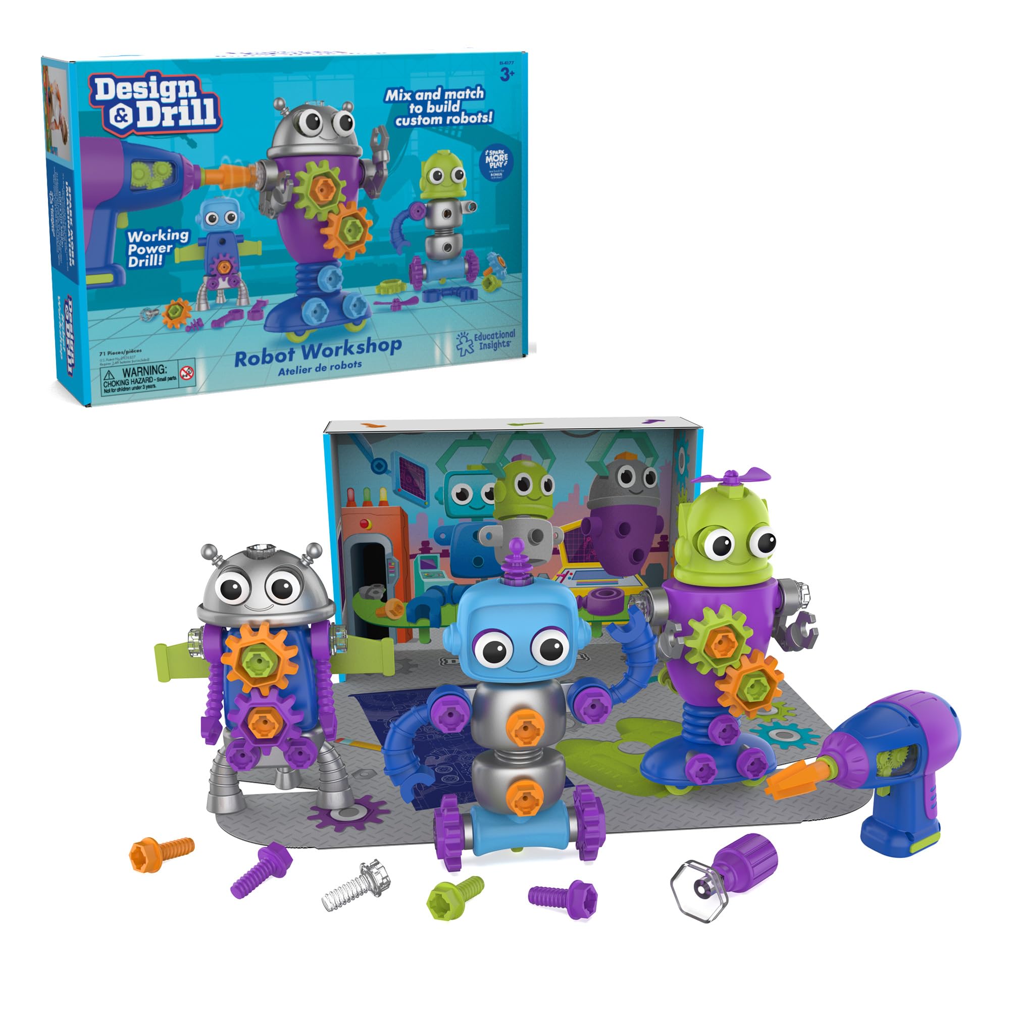 Educational Insights Design & Drill Robot Workshop Building Set | Ages 3+ | 70+ Pieces 8
