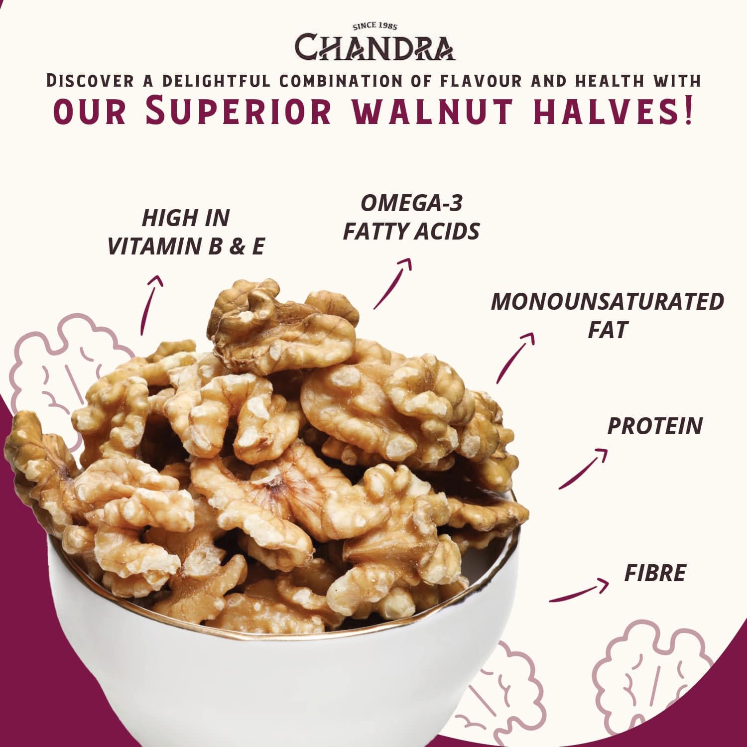 CHANDRA Whole Foods Walnut Halves - 1KG Resealable Bag | Keto & Paleo Friendly | Gluten-Free 3
