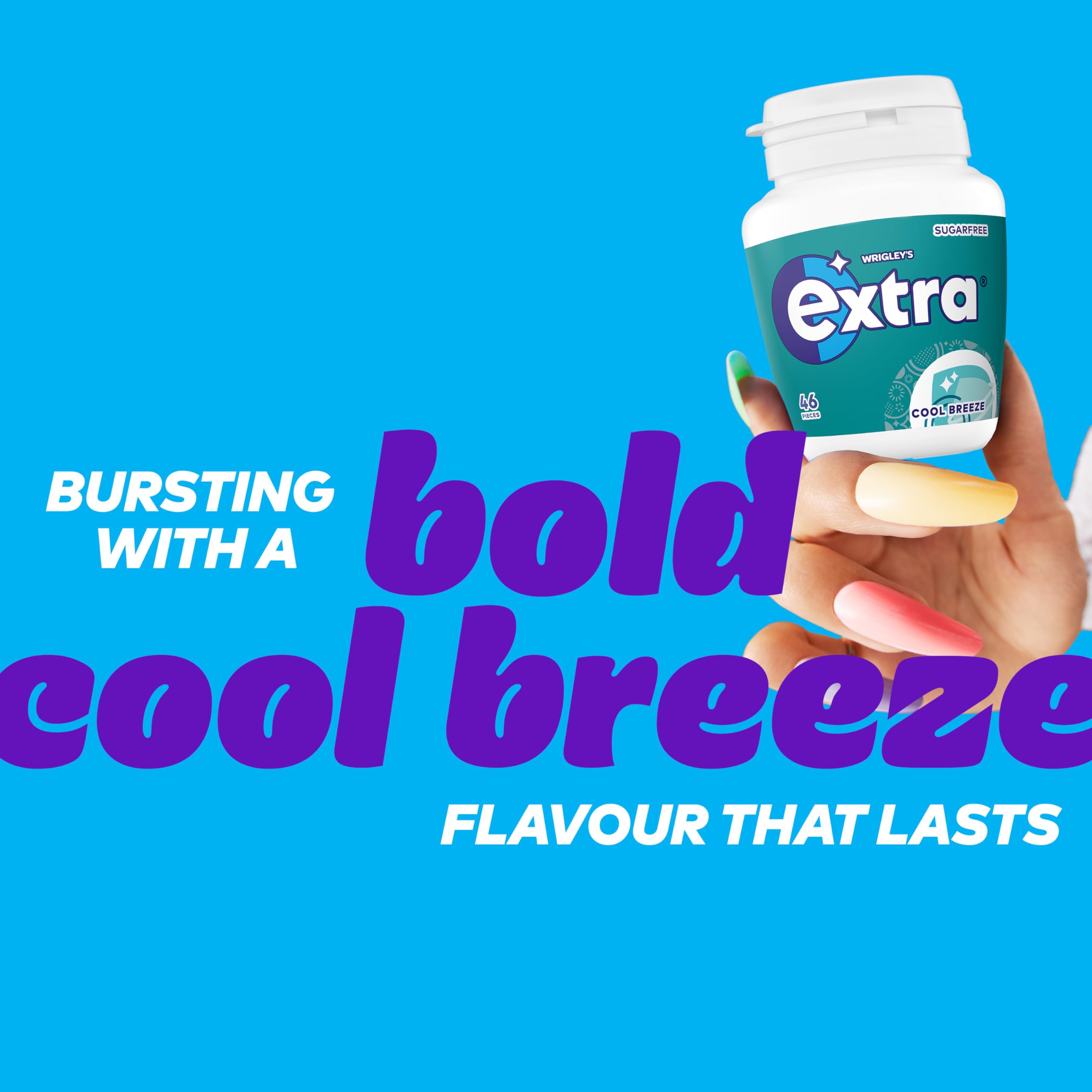 Extra Chewing Gum - Cool Breeze Mint Flavour, Sugar Free | 46 Pieces Bottle