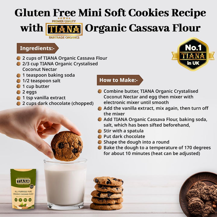 TIANA Organic Gluten-Free Cassava Flour 500g - 1:1 Wheat Flour Substitute