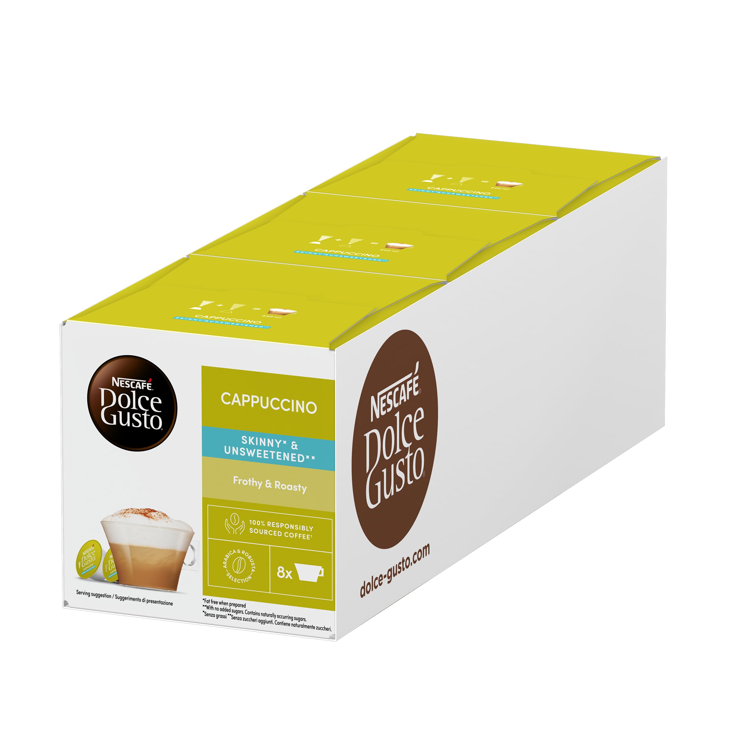 Nescafé Dolce Gusto Cappuccino Skinny & Unsweetened Coffee Pods - 16 Count (Pack of 3) 1