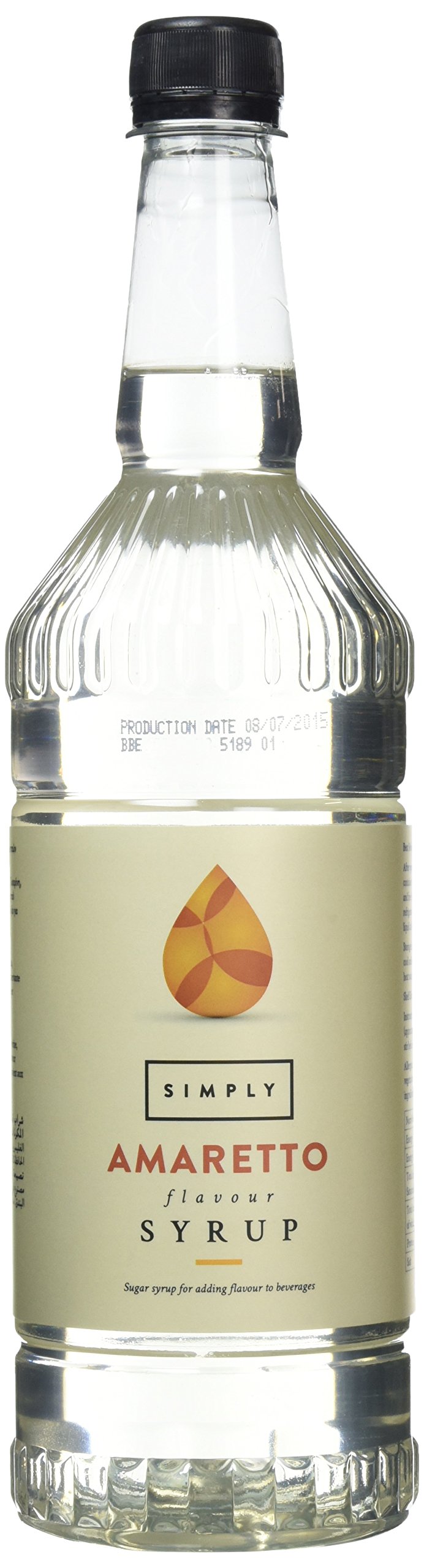 Simply Amaretto Syrup - Buttery Almond Flavor | Vegan, Nut Free | 1L Plastic Bottle