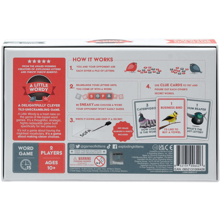 A Little Wordy von Exploding Kittens – Kartenspiele für Erwachsene, Teenager und Kinder – Fun F