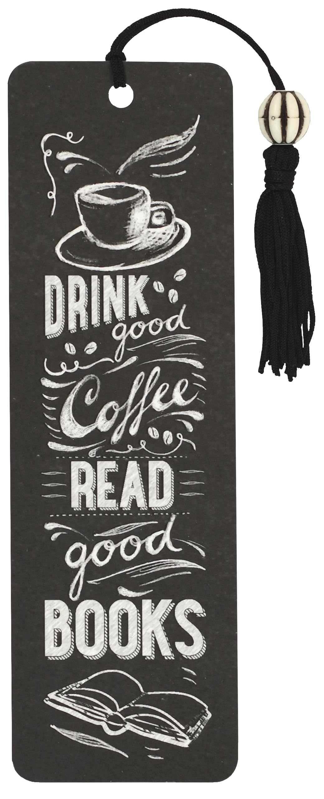 Peter Pauper Press Coffee & Books Beaded Bookmark - Cardstock, Black/White, Includes Ruler 1