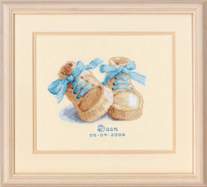 Vervaco Birth Record Babies Booties - Counted Cross Stitch Kit (Multi-Colour)