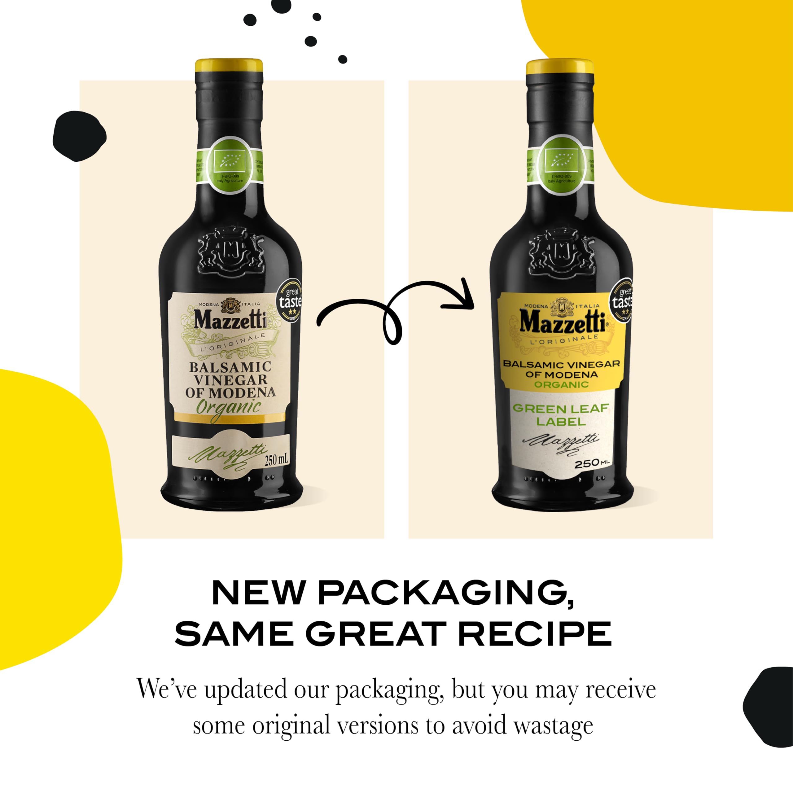 Mazzetti Organic Balsamic Vinegar - 250ml Bottle | Ideal for Salads