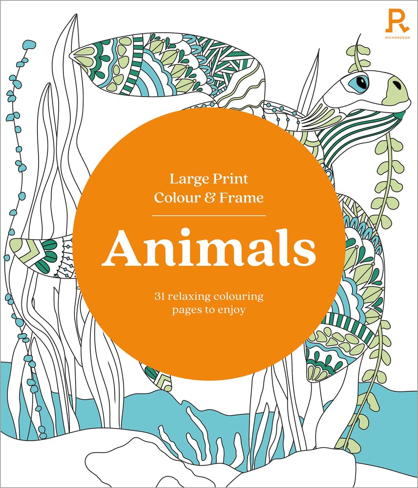 RICHARDSON Large Print Colour & Frame - Animals Colouring Book for Adults | 31 Illustrations | Paperback 1