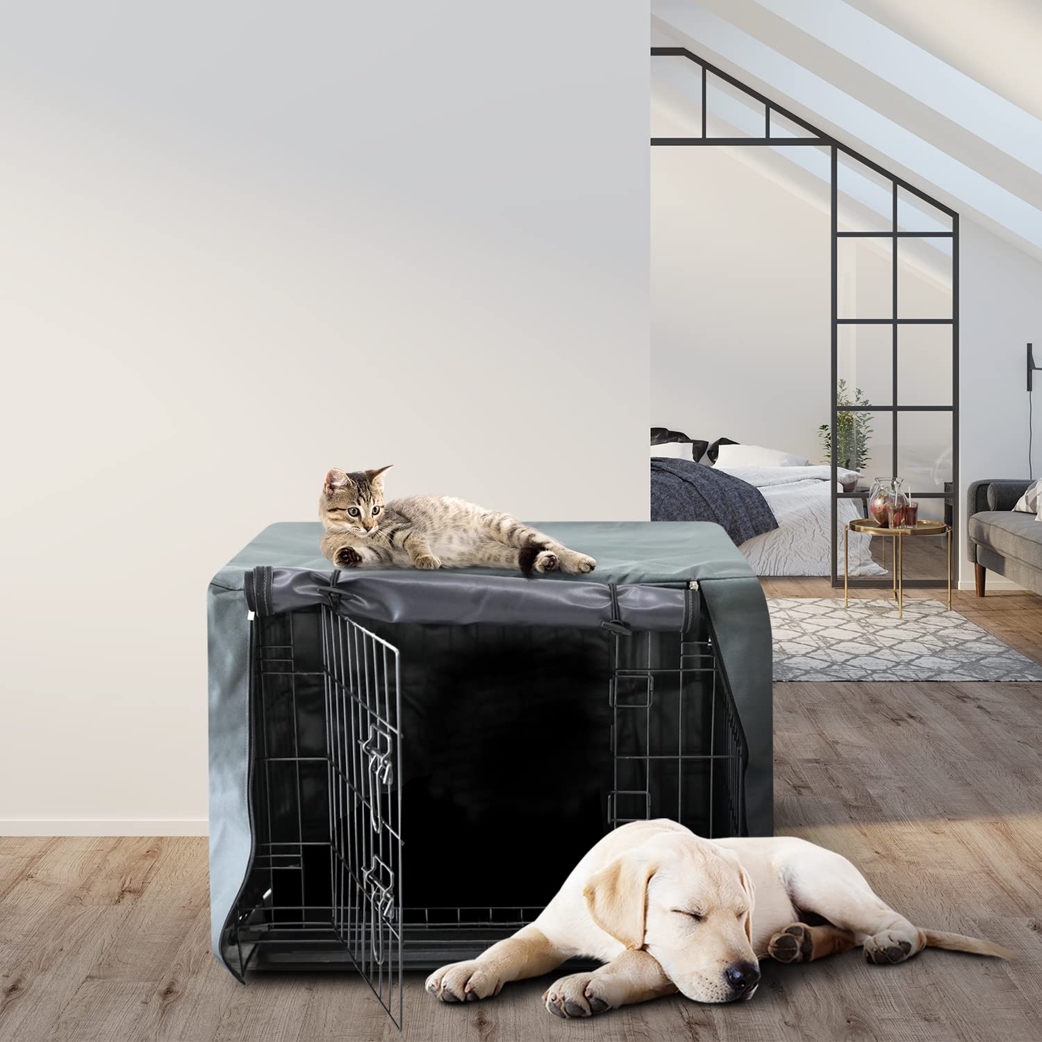 FurDreams Premium Crate Cover - Durable Polyester with PVC Coating | Grey | 48 Inch 7