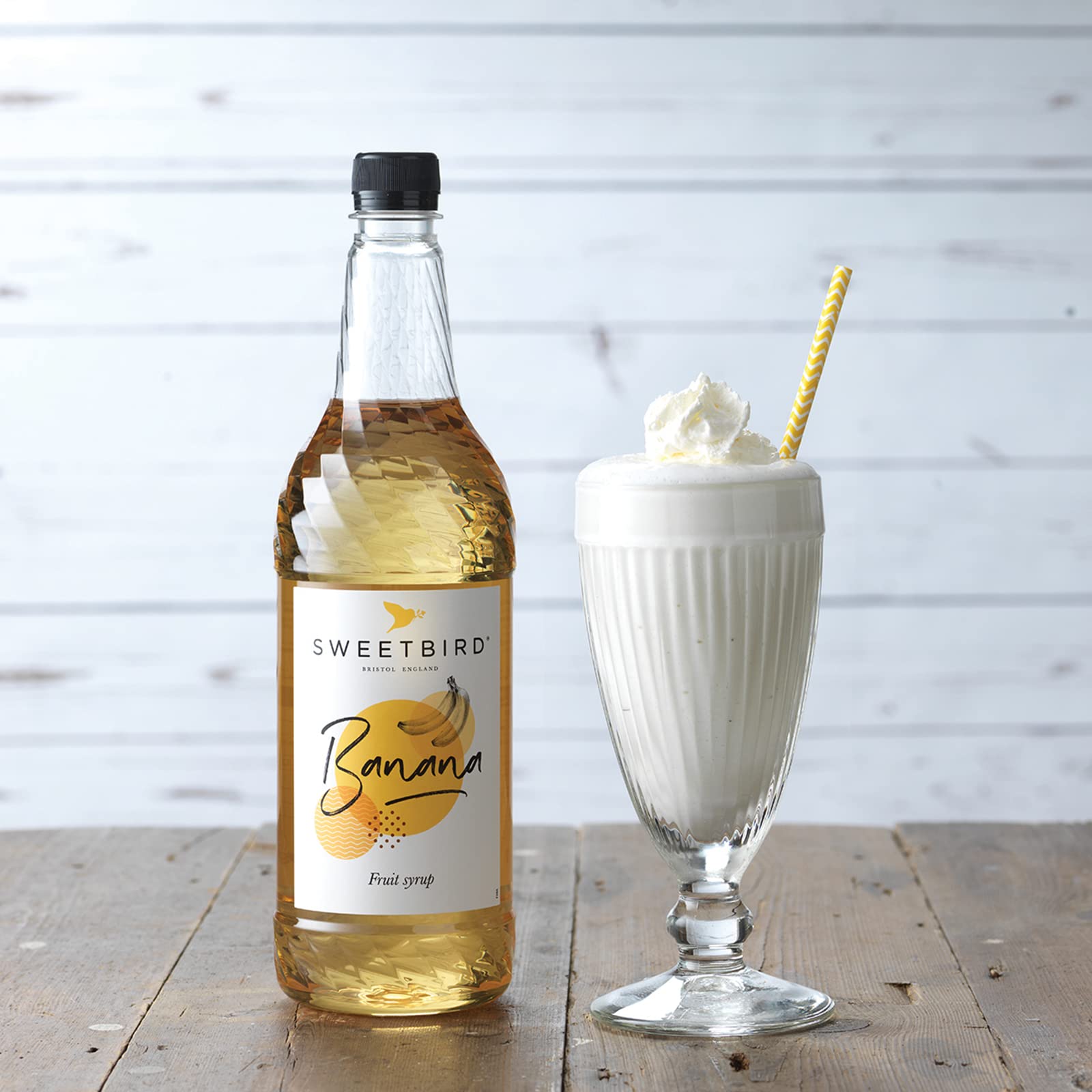 Sweetbird Banana Syrup - Tropical Flavour | 1 Litre Bottle | Vegan Friendly