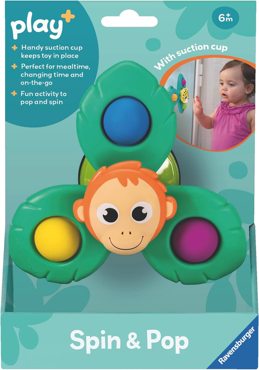 Ravensburger Play+ Spin & Pop Orangutan - Sensory Spinner Toy for Babies 6 Months+ 1