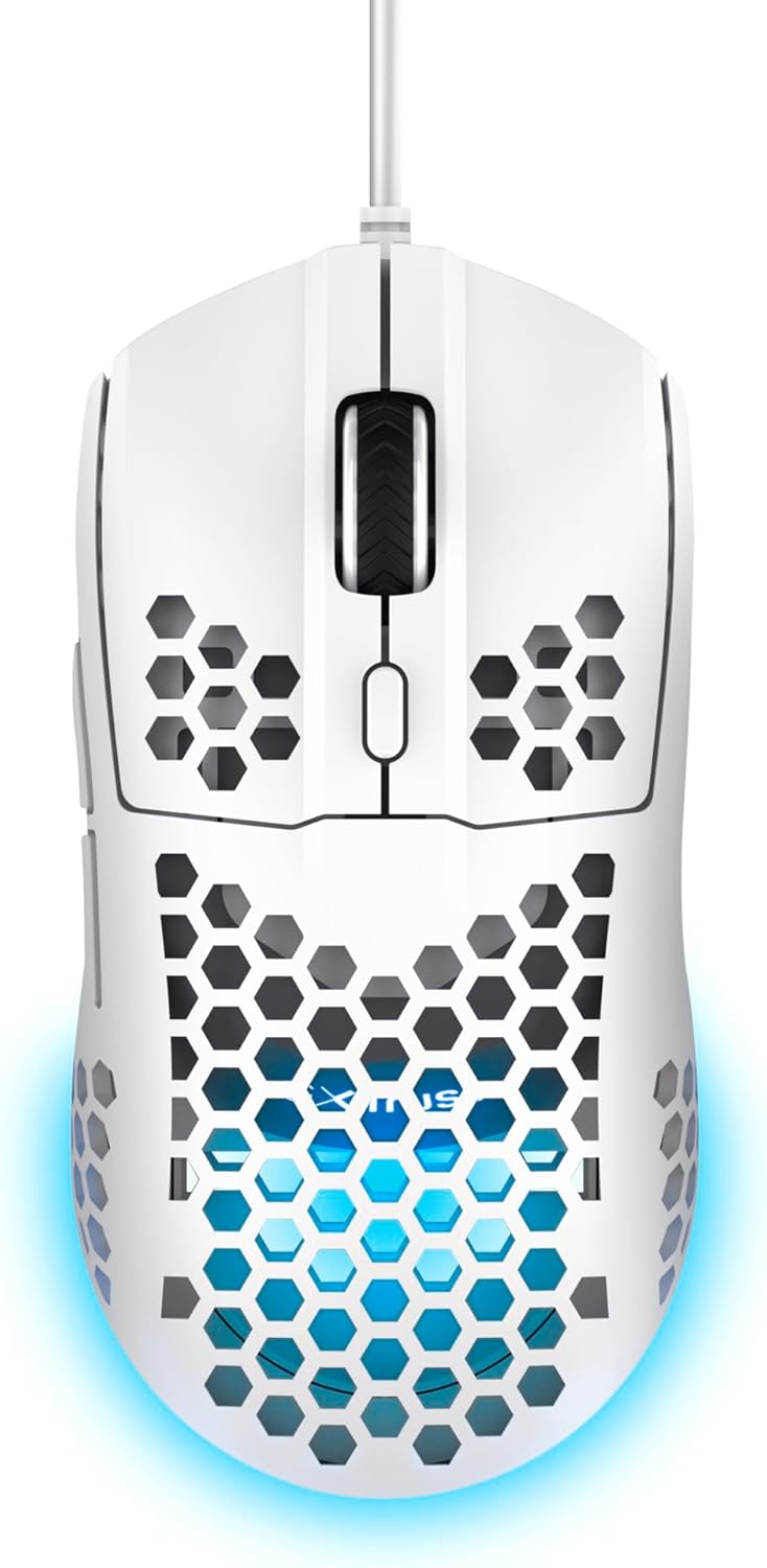 Trust Gaming GXT 928W Helox White Ultra-Lightweight 65g Wired Gaming Mouse with RGB Lighting 1