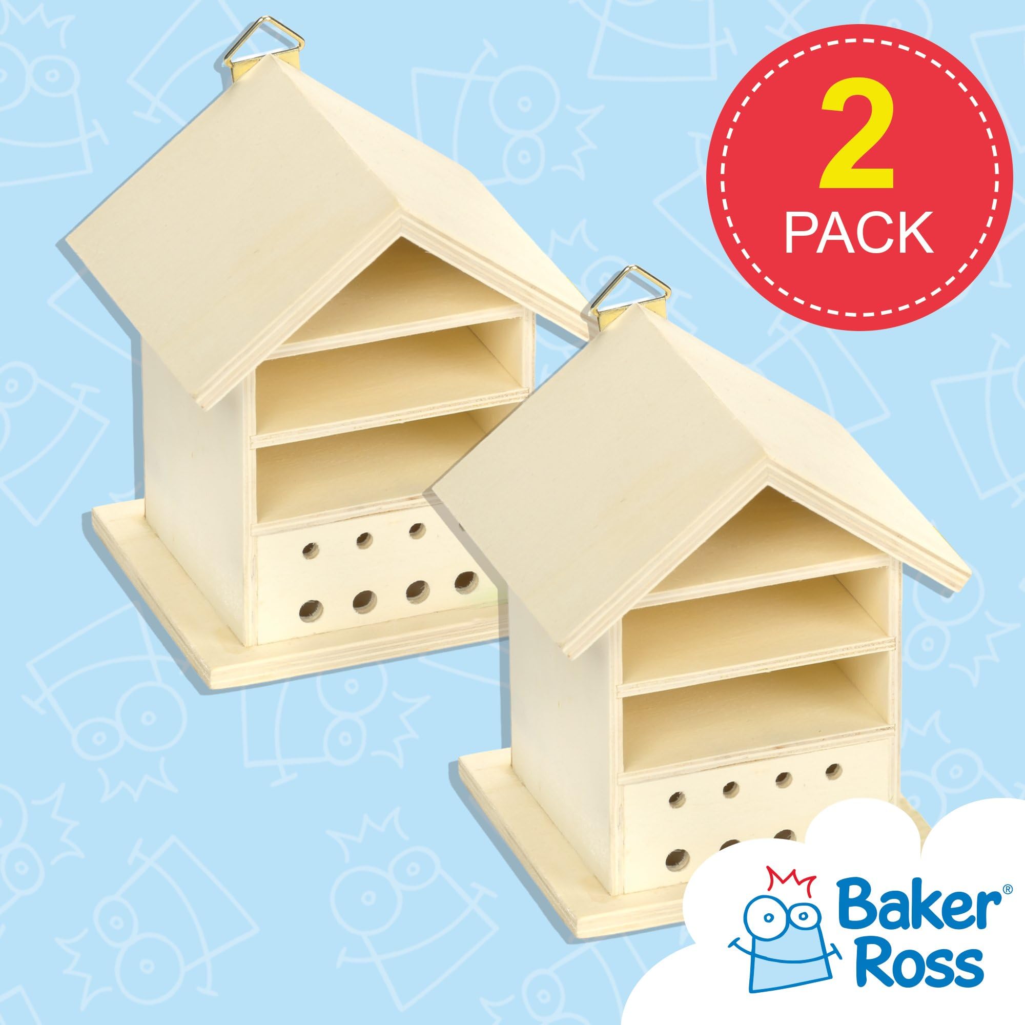 Baker Ross Wooden Bug House Craft Kits - Pack of 2 | Paint Your Own Wood Craft 3