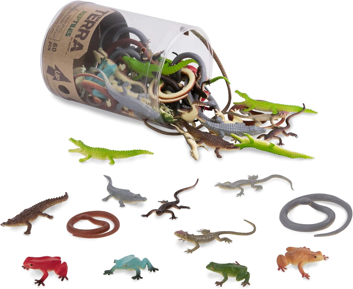 Terra by Battat Reptiles in Tube – 60-Piece Miniature Reptile Animal Toy Set for Kids 3+ 1
