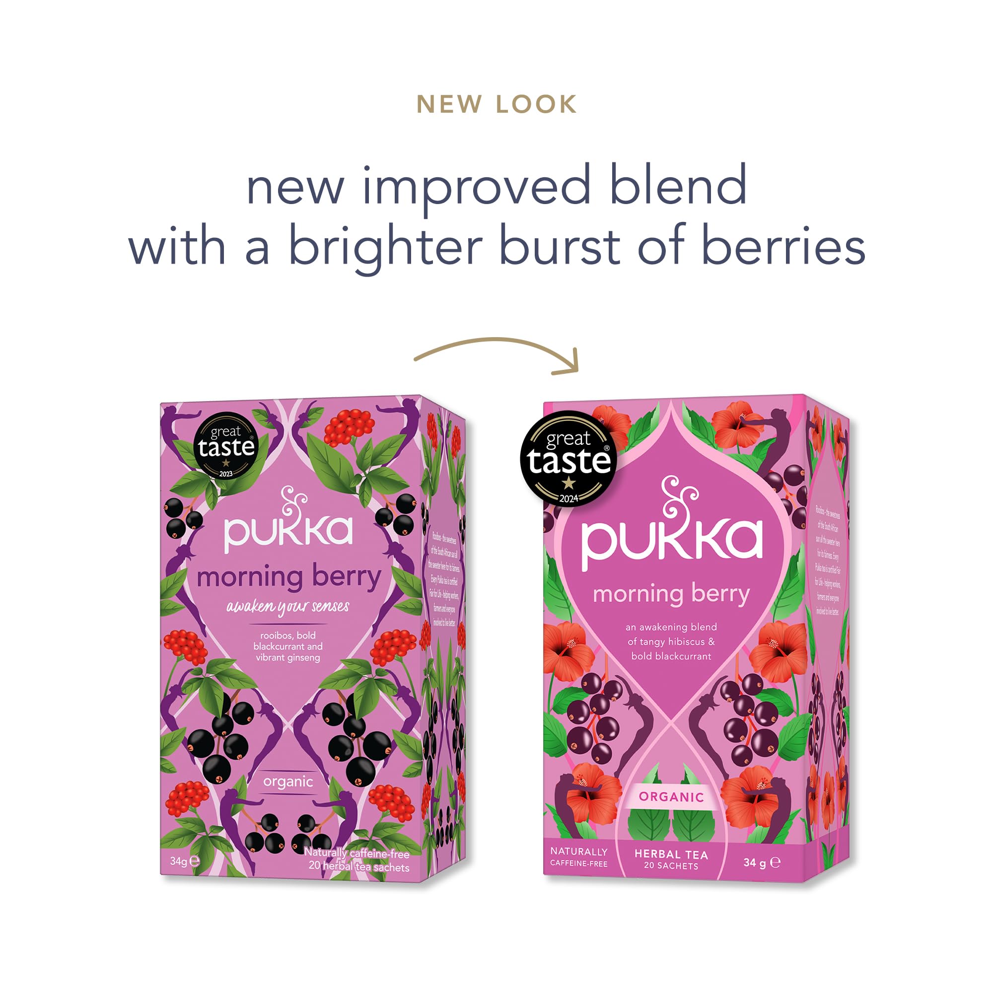 Pukka Herbs Morning Berry Organic Herbal Tea Blend - Caffeine-Free, Active Energy Range | 34g 2