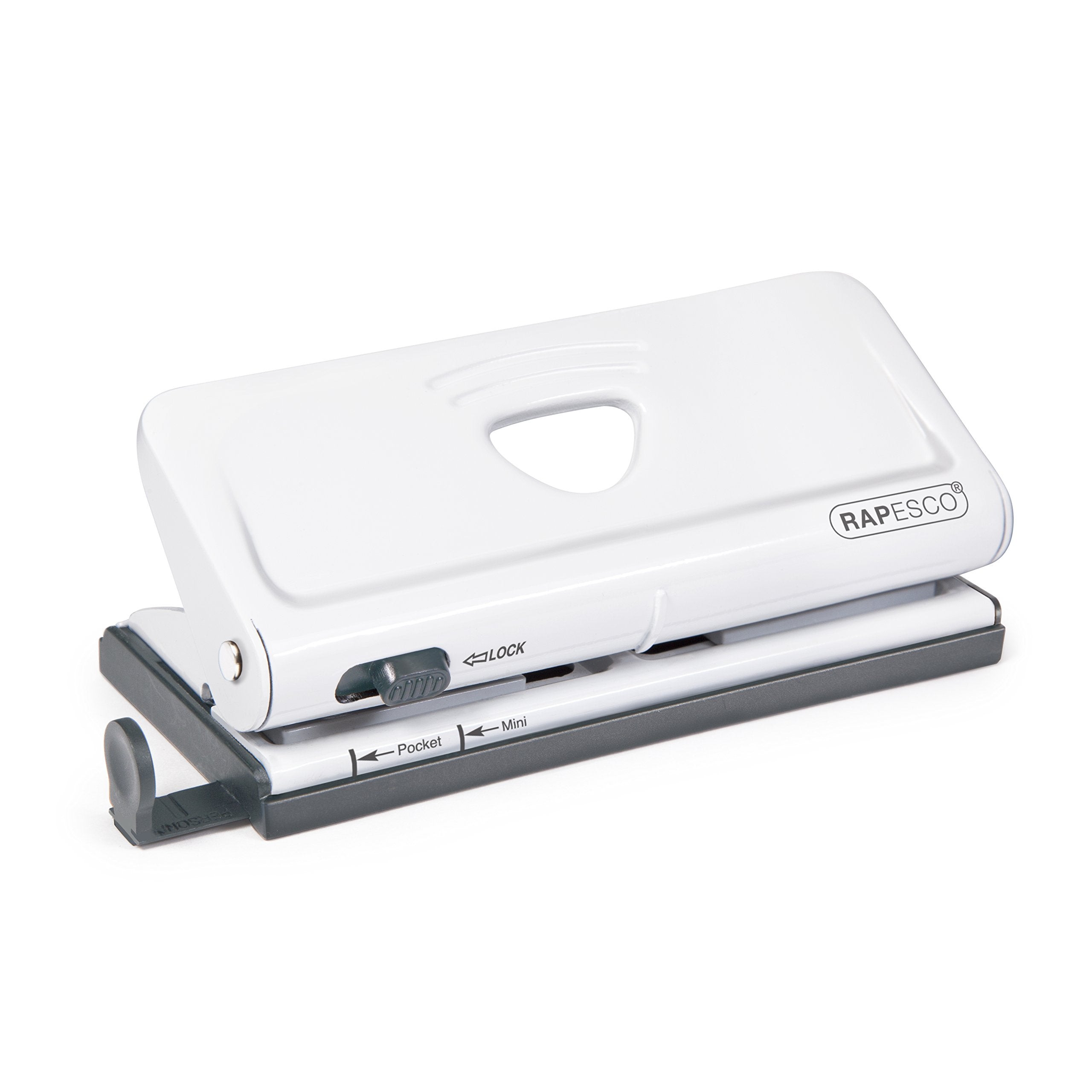 RAPESCO 1321 Adjustable 6-Hole Organiser/Diary Punch - 10 Sheet Capacity | White Metal Chassis 1