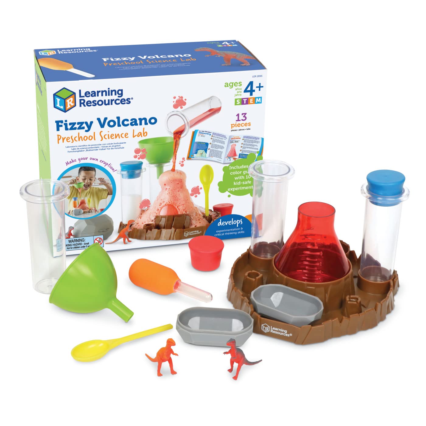 Learning Resources Fizzy Volcano Preschool Science Lab Set Ages 4+, Fizzy Foamy Reactions Chemistry Experiments for Kids, STEM Toys for Kids, 13 Pieces