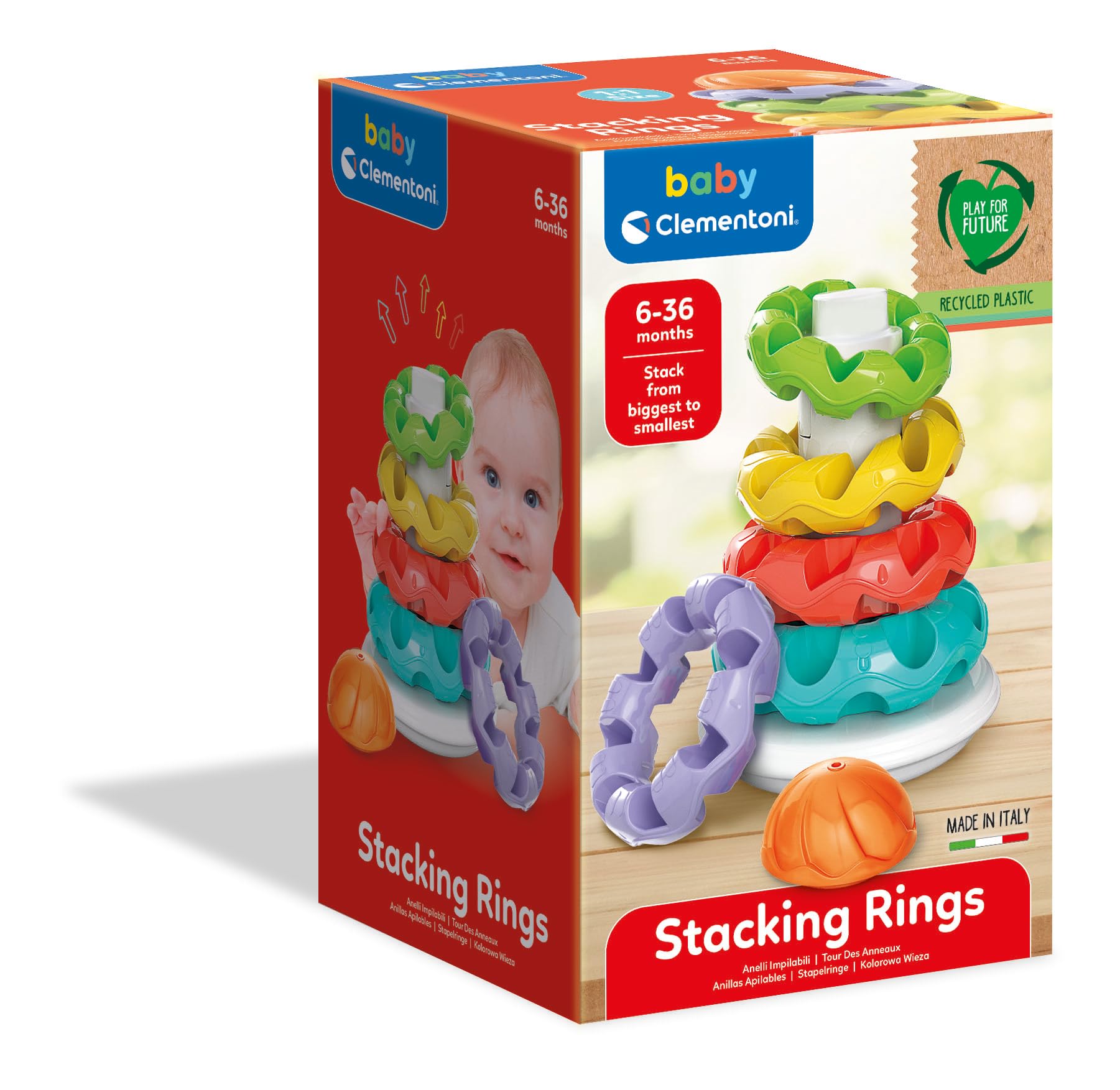 Clementoni Stacking Rings Baby Toy - 5 Colourful Rings | Motor Skill Development | 6-36 Months 3