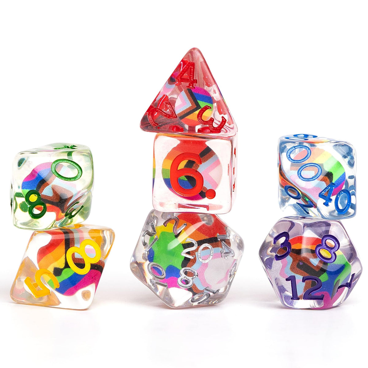 Sirius Dice Dungeons & Dragons Progress Pride Dice Set - 7-Piece Polyhedral RPG Dice