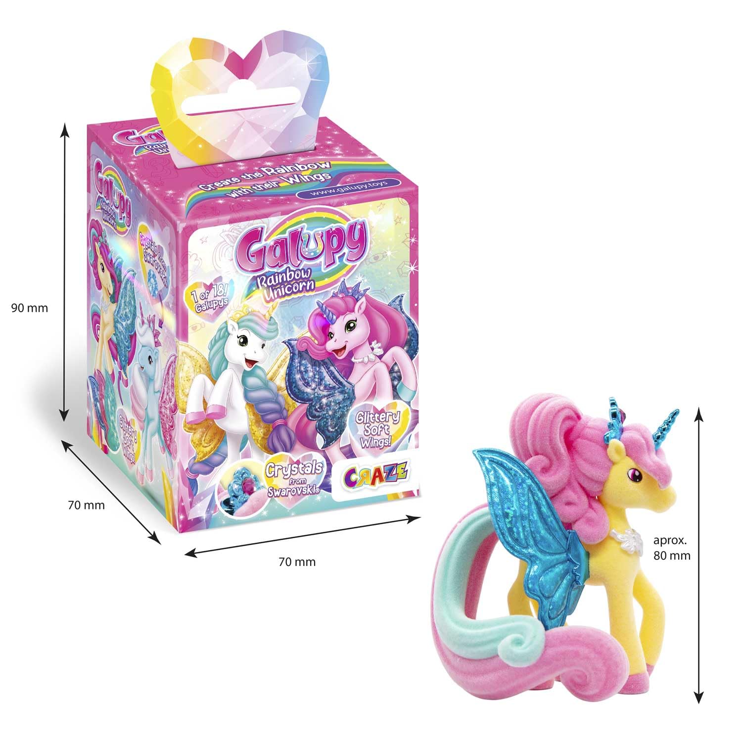 Galupy Rainbow Unicorn Toy Set - 3 Pack Collectible Figures with Swarovski Crystals 14