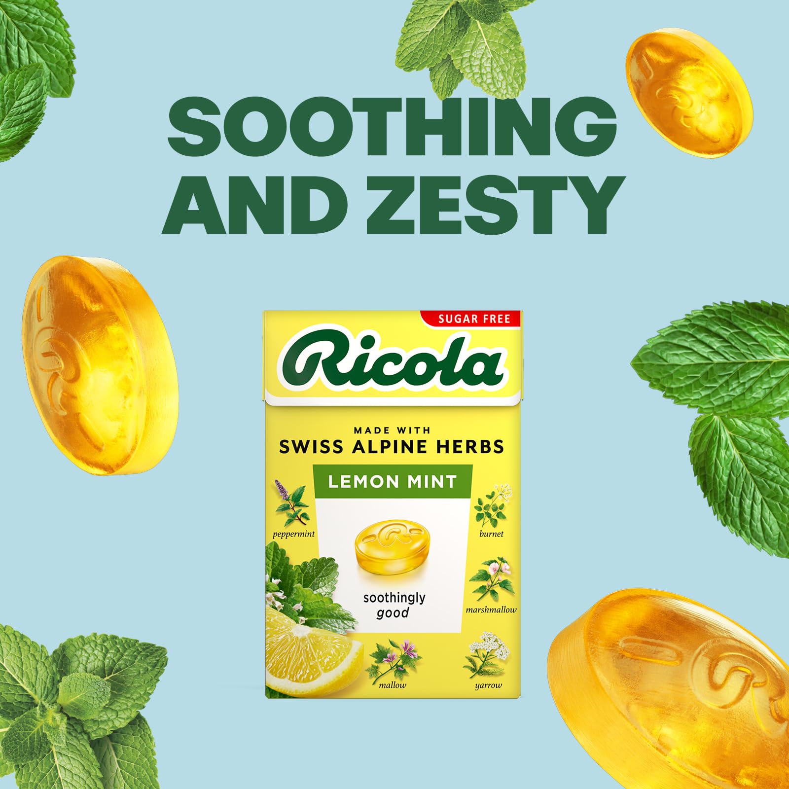 Ricola Lemon Mint Sugar Free Swiss Herbal Sweets, 13 Alpine Herbs, Stevia Sweetened, Multipack of 20 Boxes (45g Each) 5