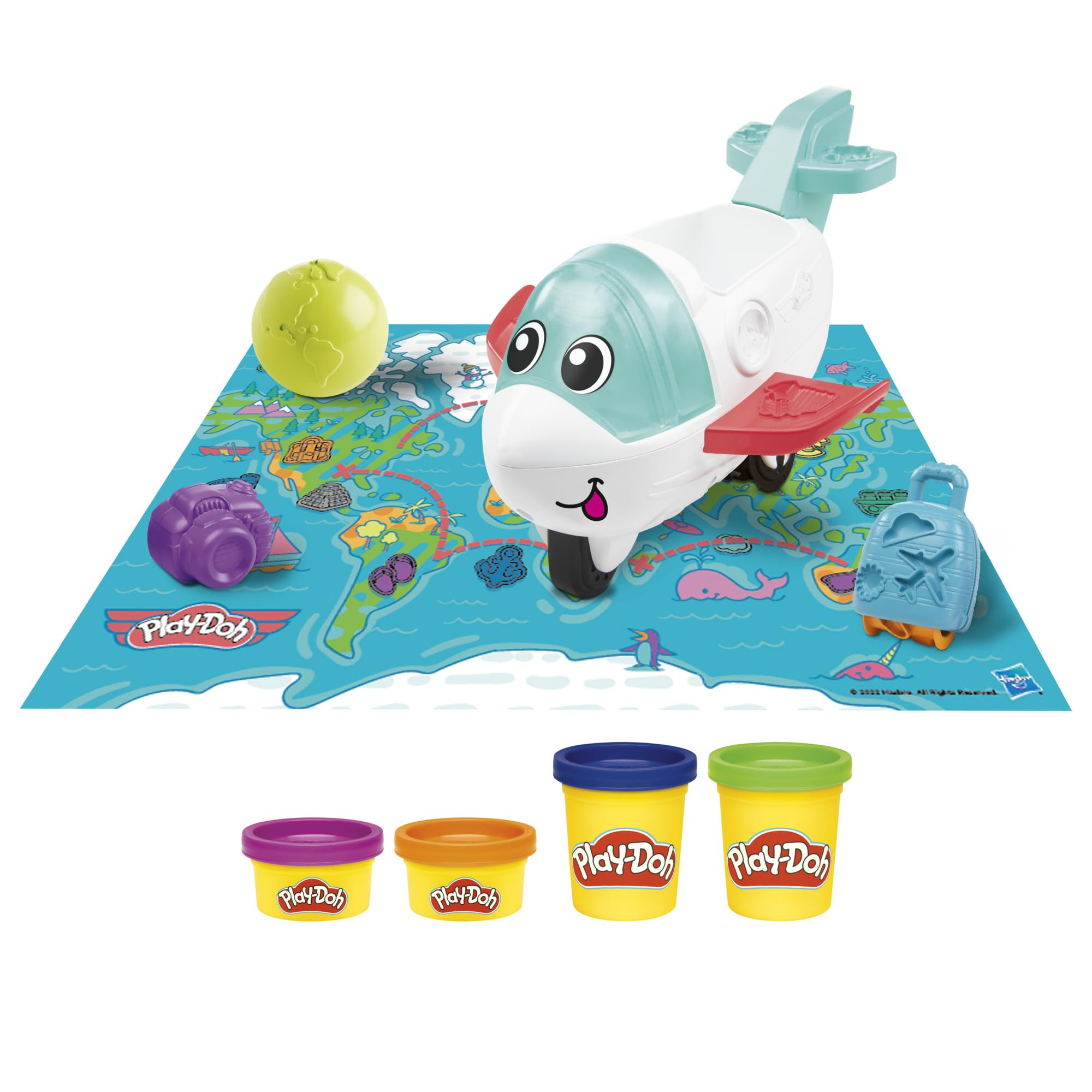 Play-Doh Airplane Explorer Starter Set - Travel Playset with Jet Toy, Map Playmat & 4 Tubs | Ages 3+