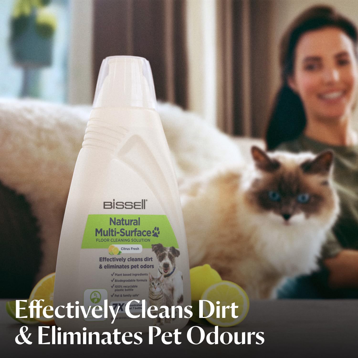 BISSELL Natural Multi-Surface Pet Floor Cleaning Solution - Plant-Based Formula, Citrus Scent | 1 L