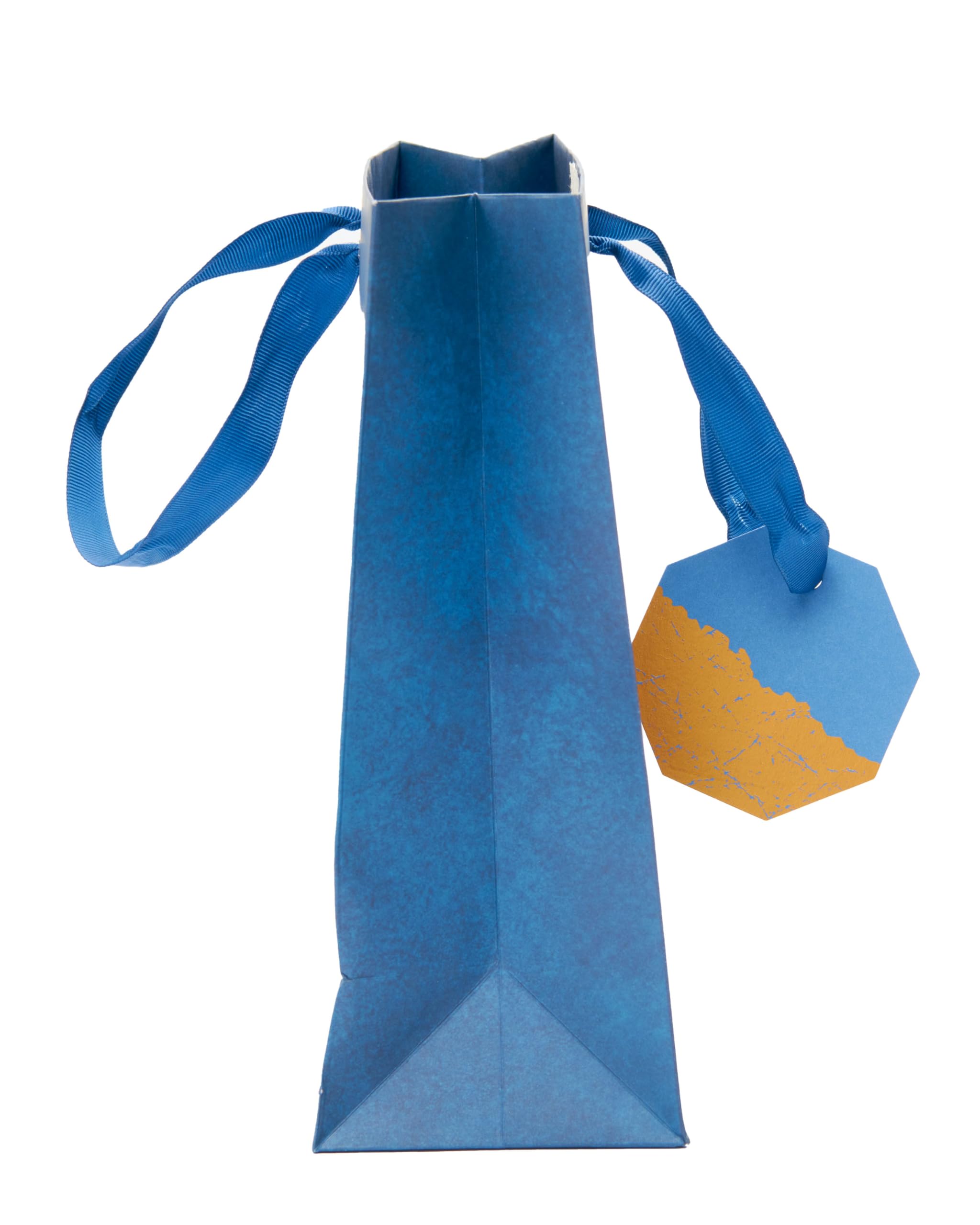 UK Greetings Medium Gift Bag - Navy with Graphite Design & Copper Foil Tag | 22.8 x 19 cm 4