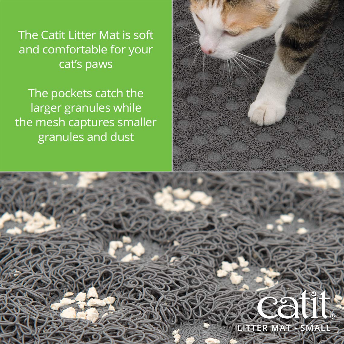 Catit Litter Mat - Soft Grippy Surface for Litter Containment | 40 x 60 cm | Gray