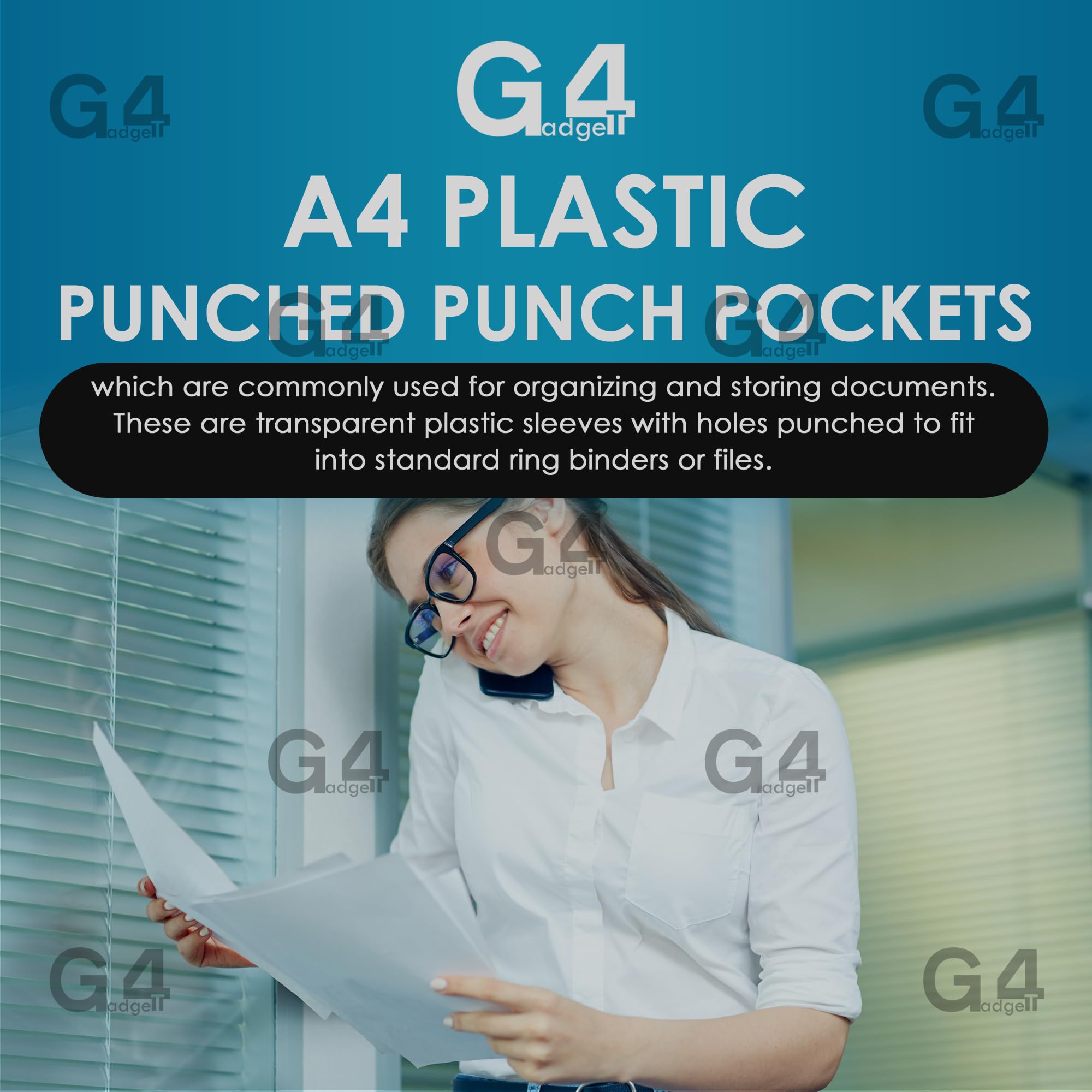 New 100 Pcs A4 Plastic Punched Punch Pockets Folders Filing Wallets Sleeves 2