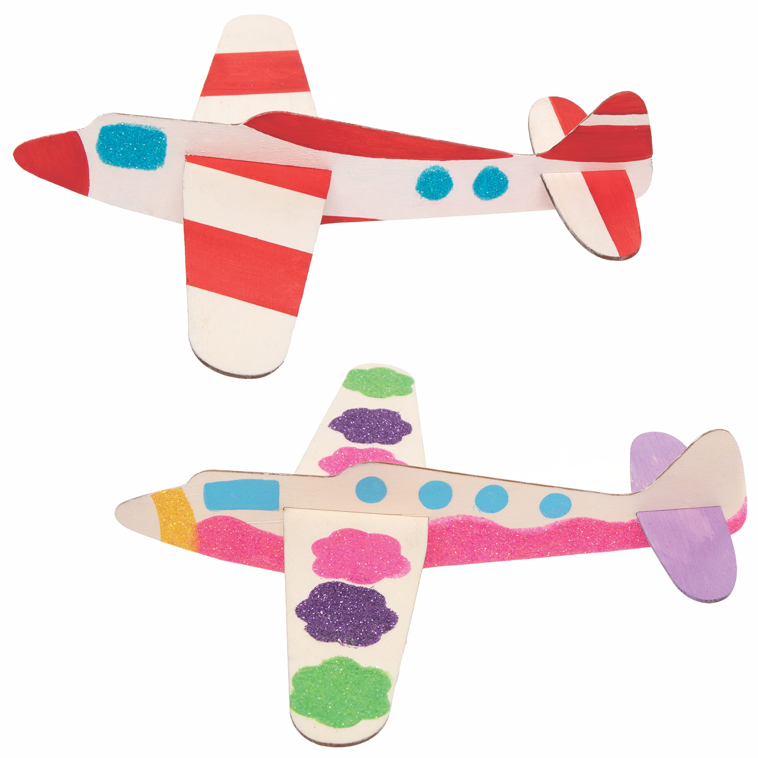 Baker Ross Wooden Glider Kits - Pack of 8 Colour-In DIY Aeroplane Craft Kit for Kids | Wood | 20 cm