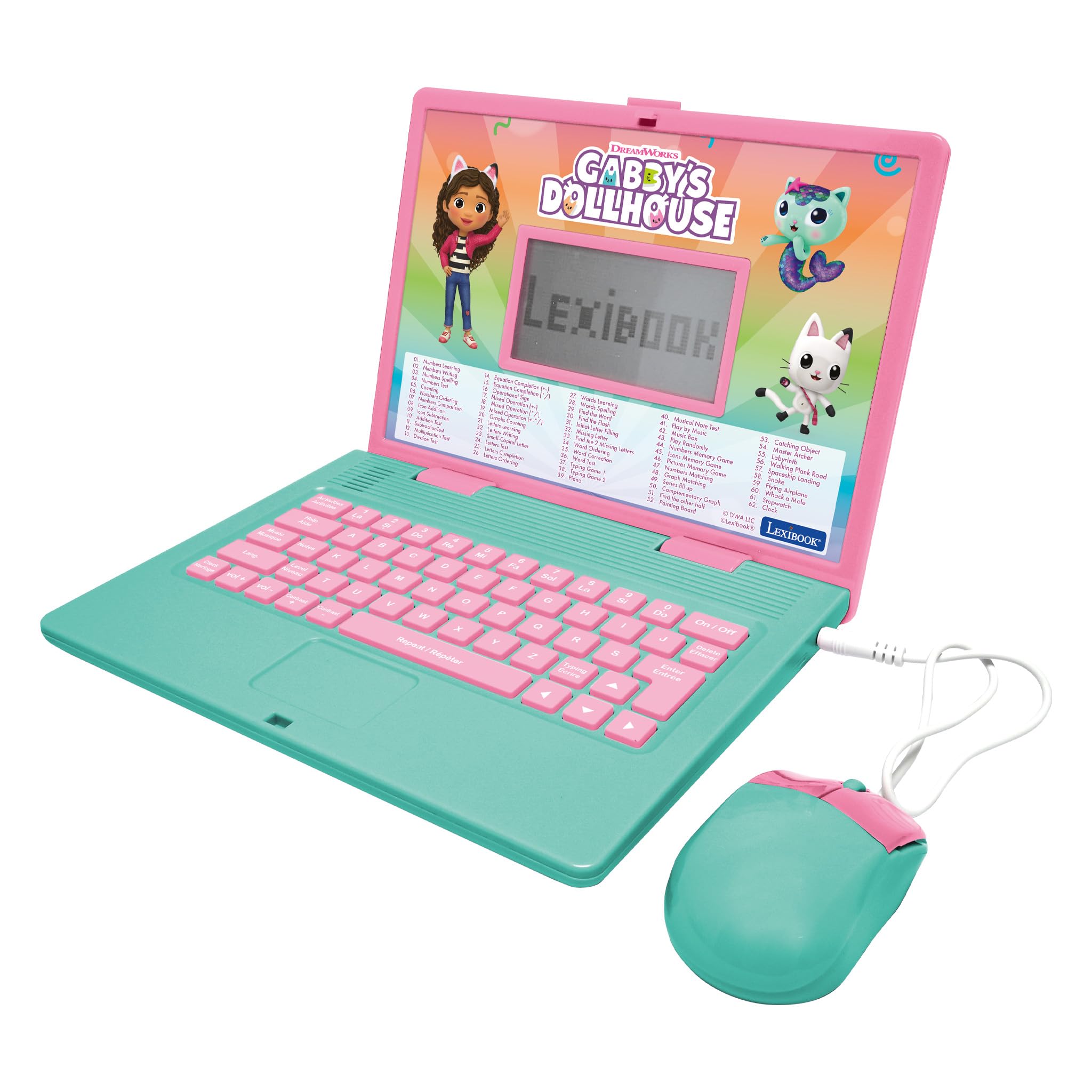 Lexibook Gabby's Dollhouse Bilingual Educational Laptop - 124 Fun Learning Activities for Kids 8