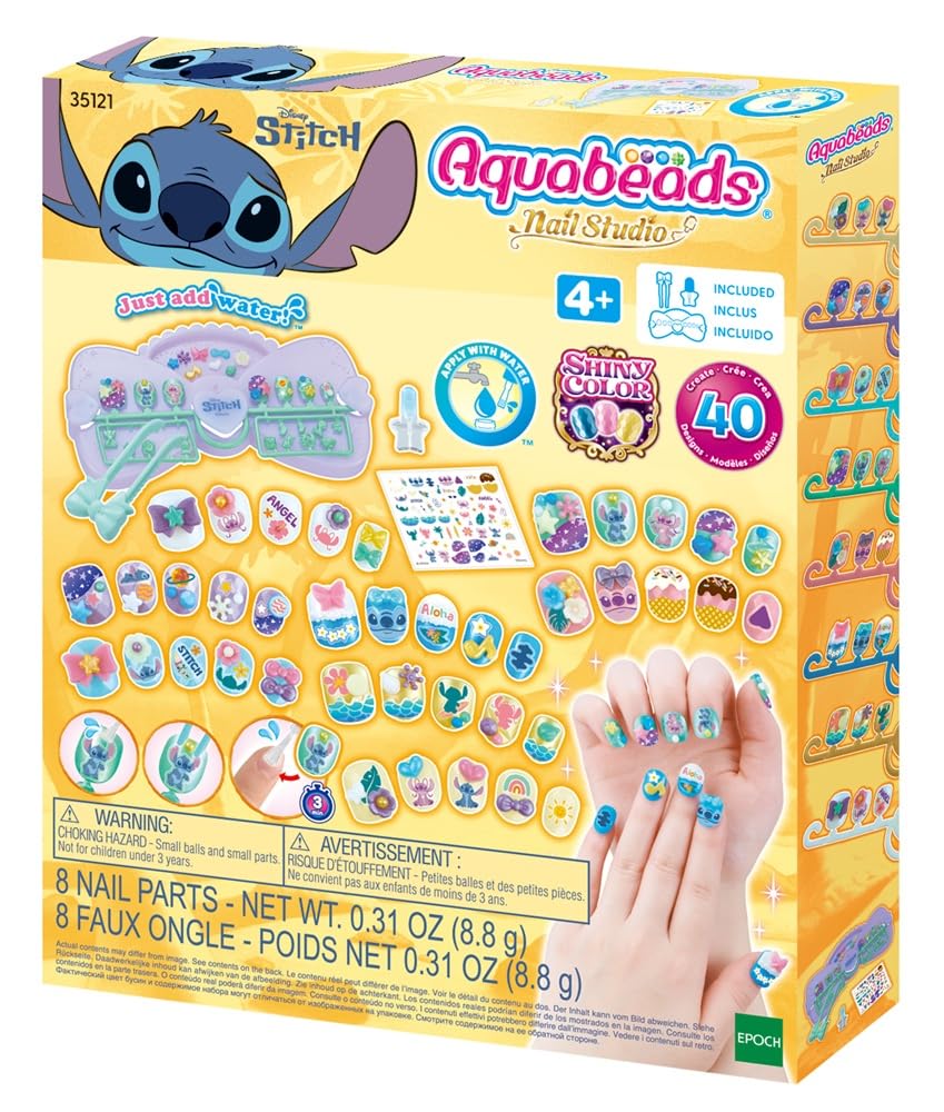 Aquabeads Stitch Nail Designer Kit 35121 | 40 Wearable Nails in 8 Colors | Ages 4+ 1