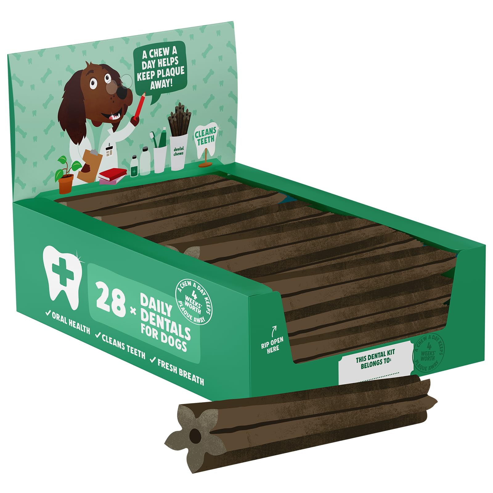 Denzel's Large Dog Dental Sticks - Peanut Butter & Peppermint - 28 Count