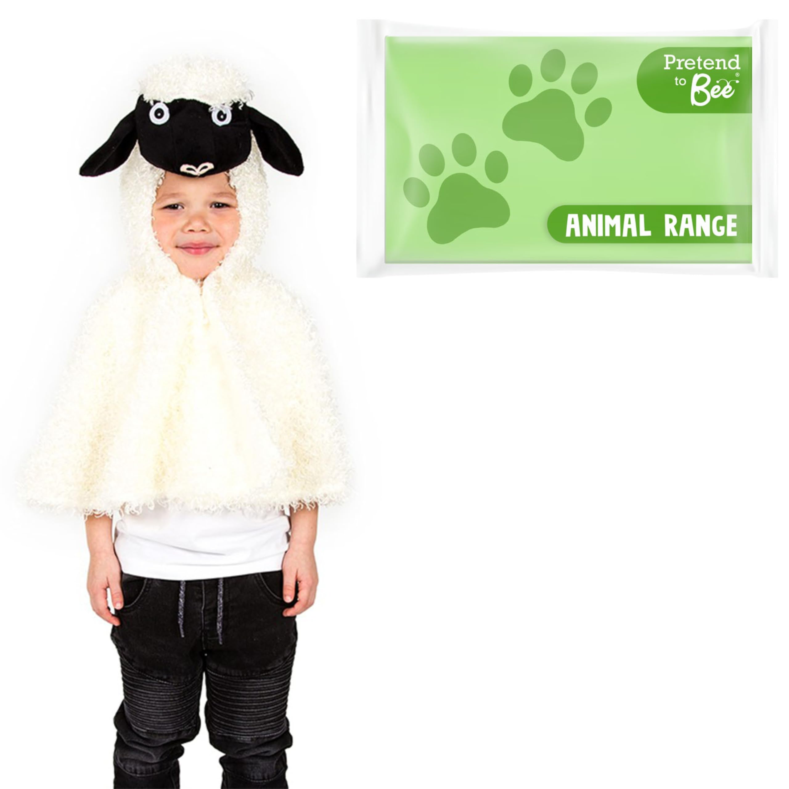 Sheep Cape Dress Up Costume - Soft Plush Hood with Velcro Fastening for Kids 3-7 Years 8