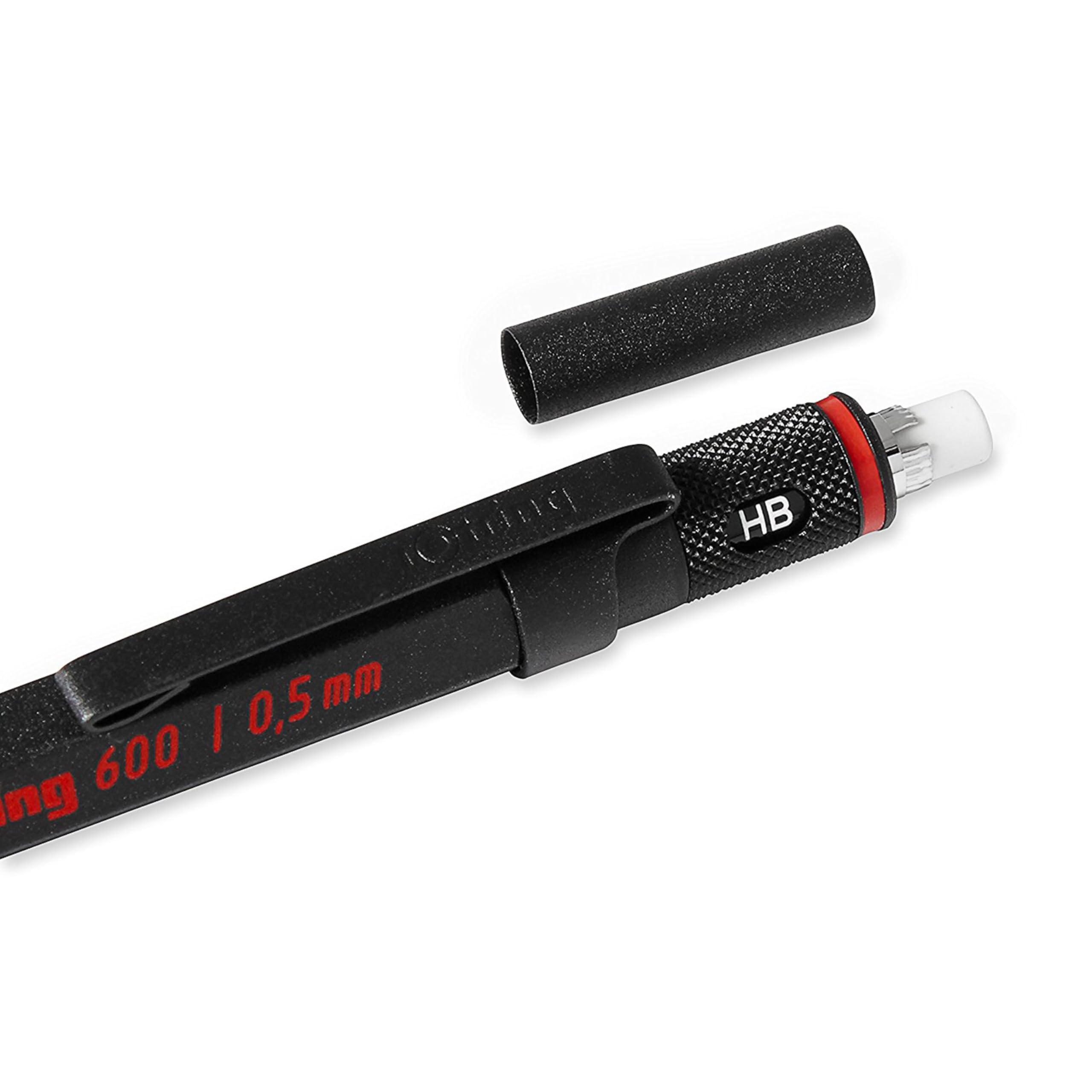 rOtring 600 Mechanical Pencil - 0.5 mm Lead | Black All-Metal Body | Knurled Grip for Drawing & Writing 3