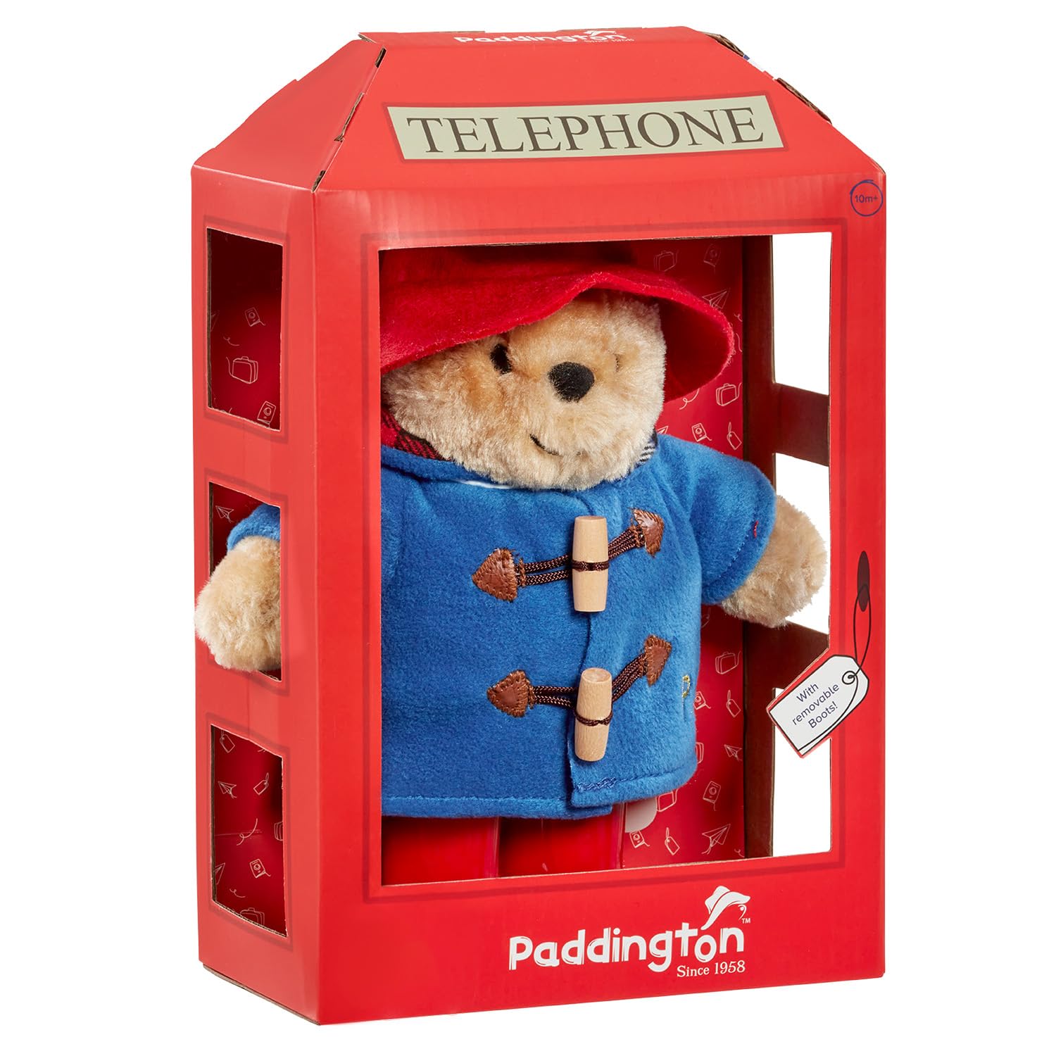 Rainbow Designs Paddington Bear Soft Toy in British Phone Box - Plush Teddy