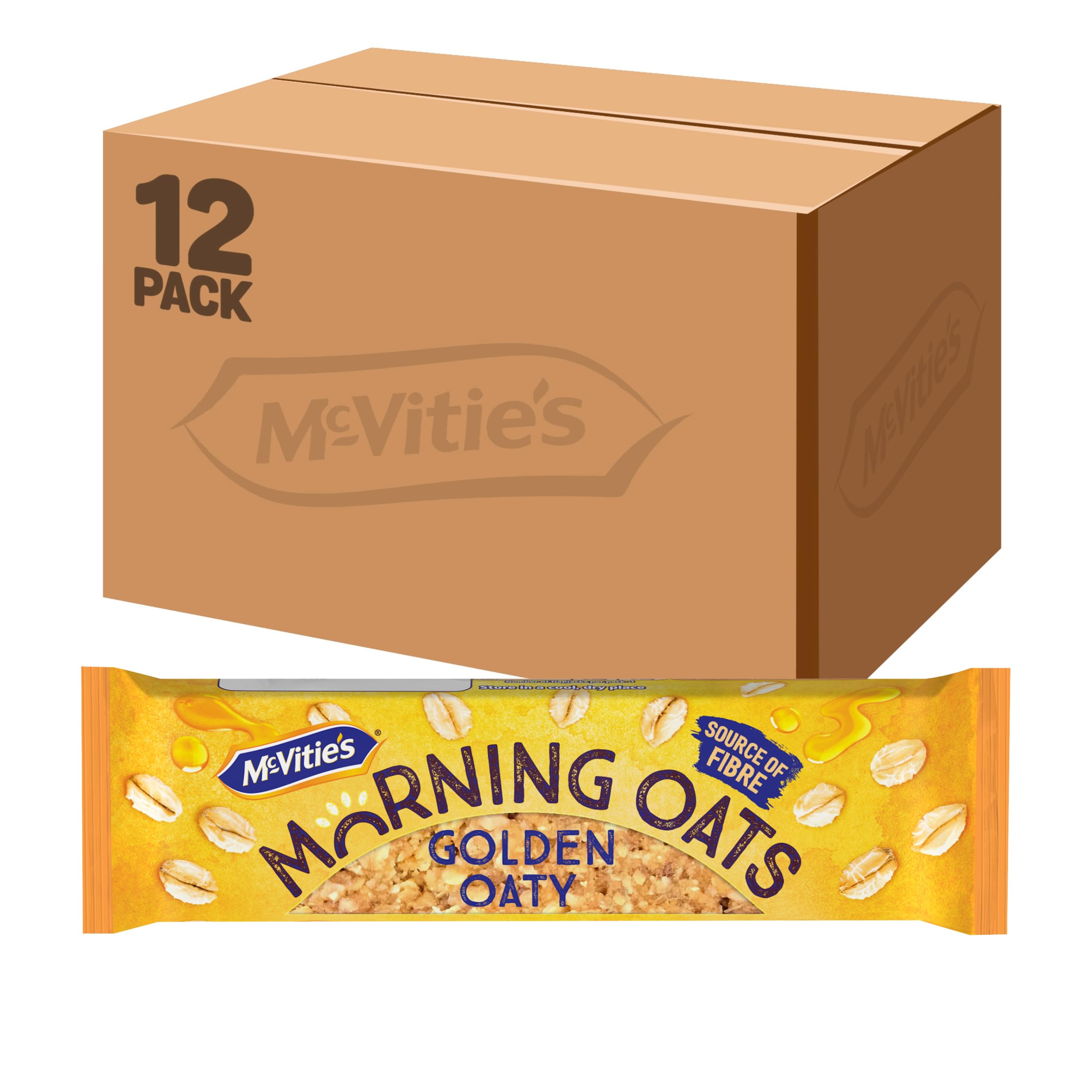 McVitie's Morning Oats Golden Oaty Flapjack - 12 Bars | 74g Each | High Fiber