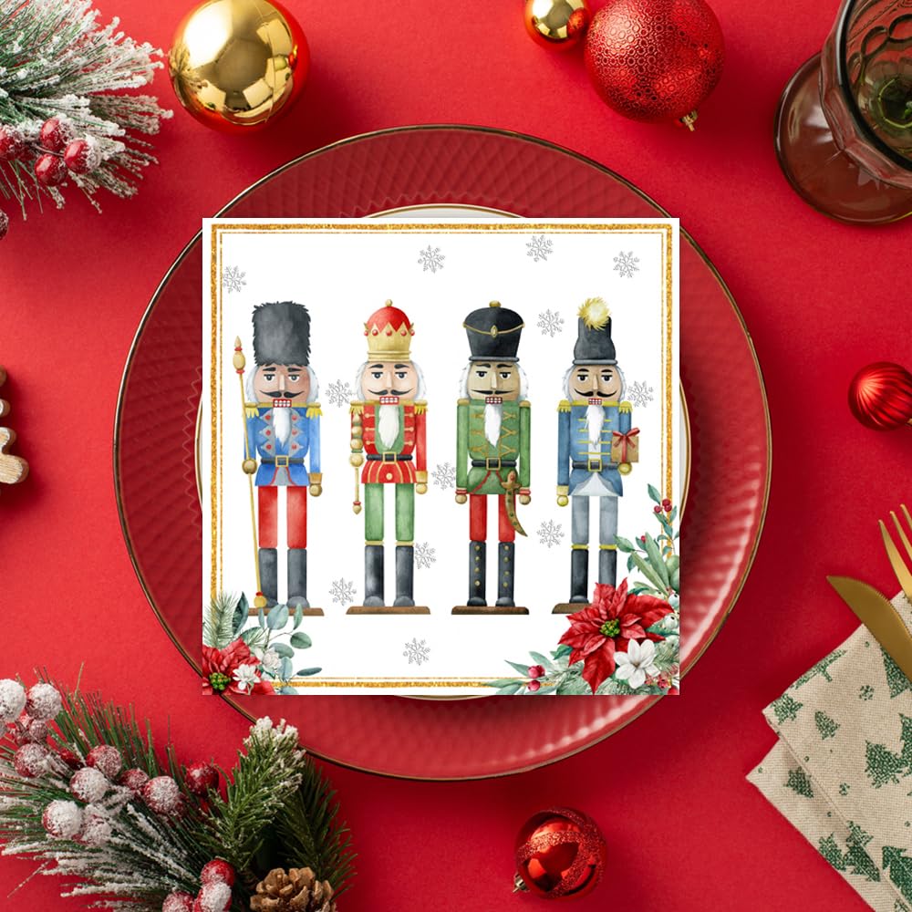 Ti-Flair Christmas Quartet of Nutcrackers 3-Ply Lunch Napkins 33cm 3