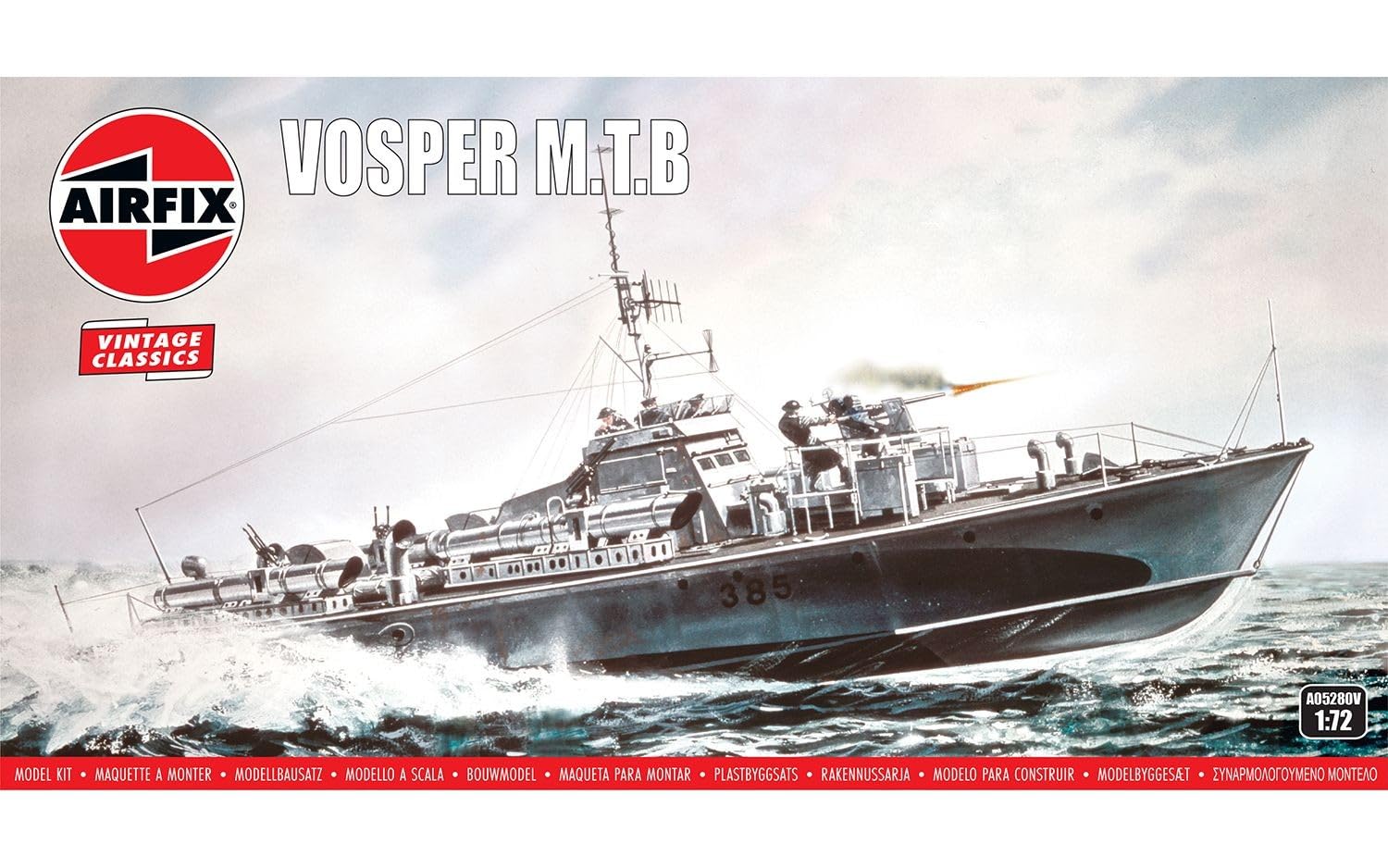 Airfix Vintage Classics A05280V Vosper M.T.B Plastic Model Watercraft Kit | 1:72 Scale | 189 Parts