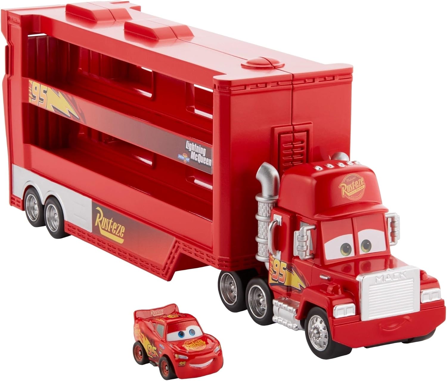 Disney and Pixar Cars Minis Transporter with Vehicle - Mack Hauler Playset for Kids 2