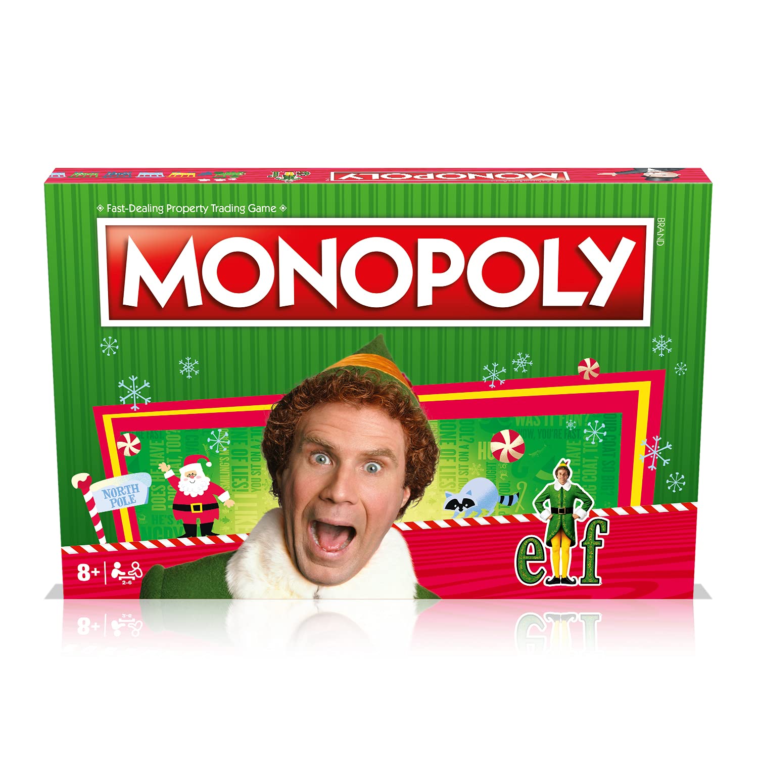 Winning Moves Elf Monopoly Board Game - Festive Token Edition with Santa's Workshop and Empire State Building 13