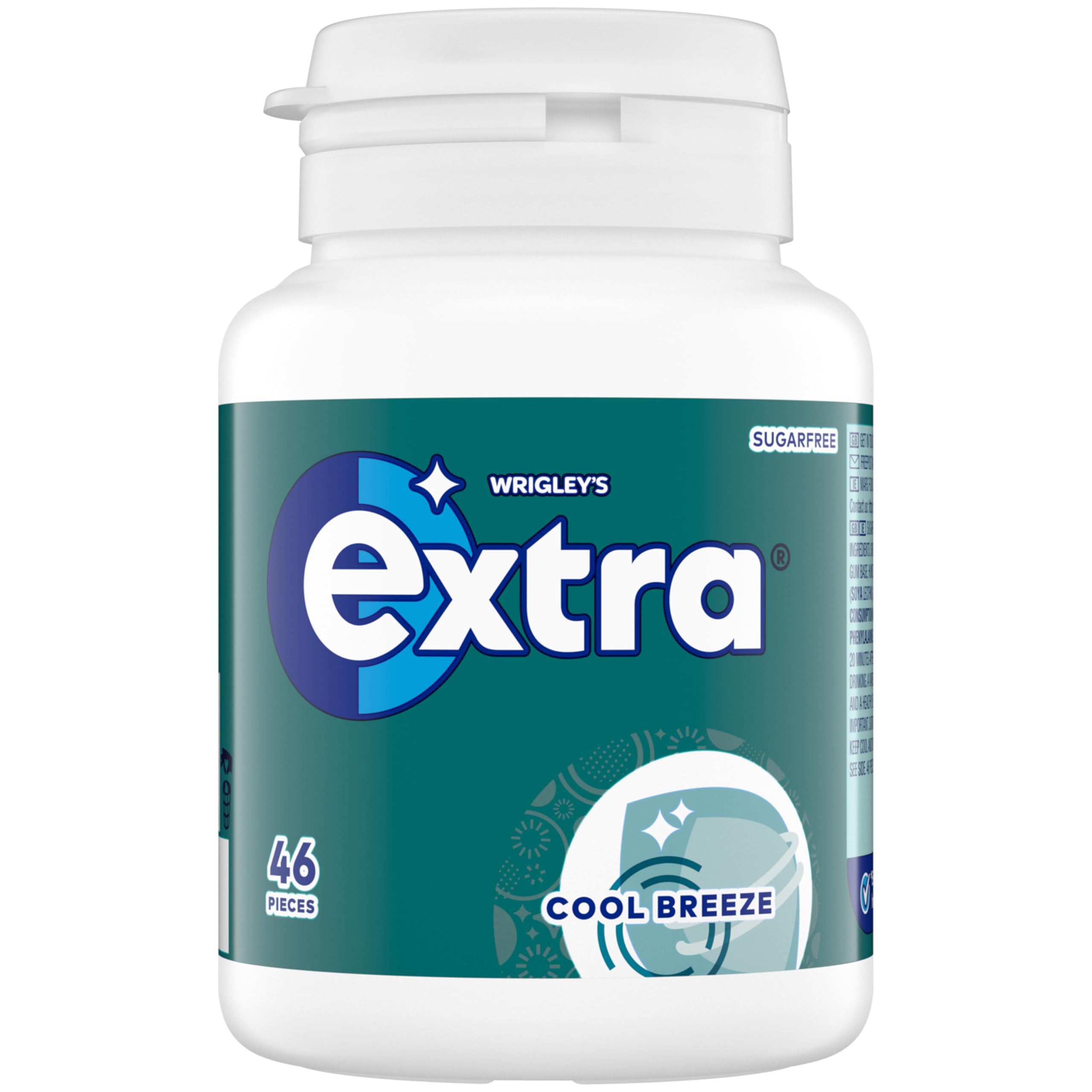 Extra Chewing Gum - Cool Breeze Mint Flavour, Sugar Free | 46 Pieces Bottle