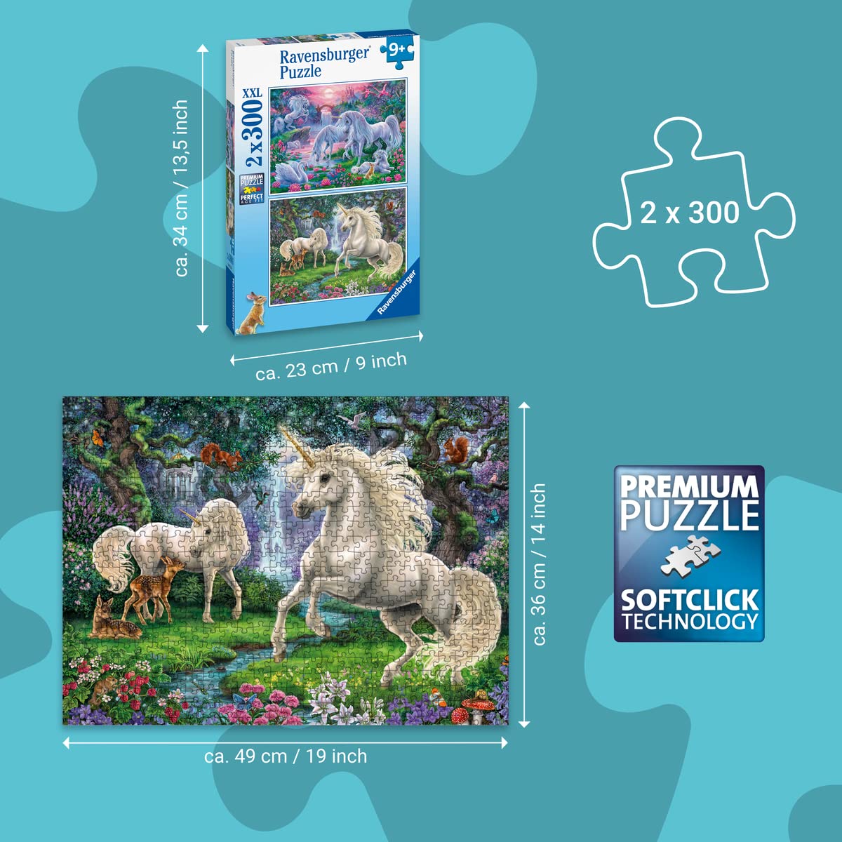 Ravensburger Unicorn Jigsaw Puzzles - 2x 300 Pieces, Ages 9+ 4