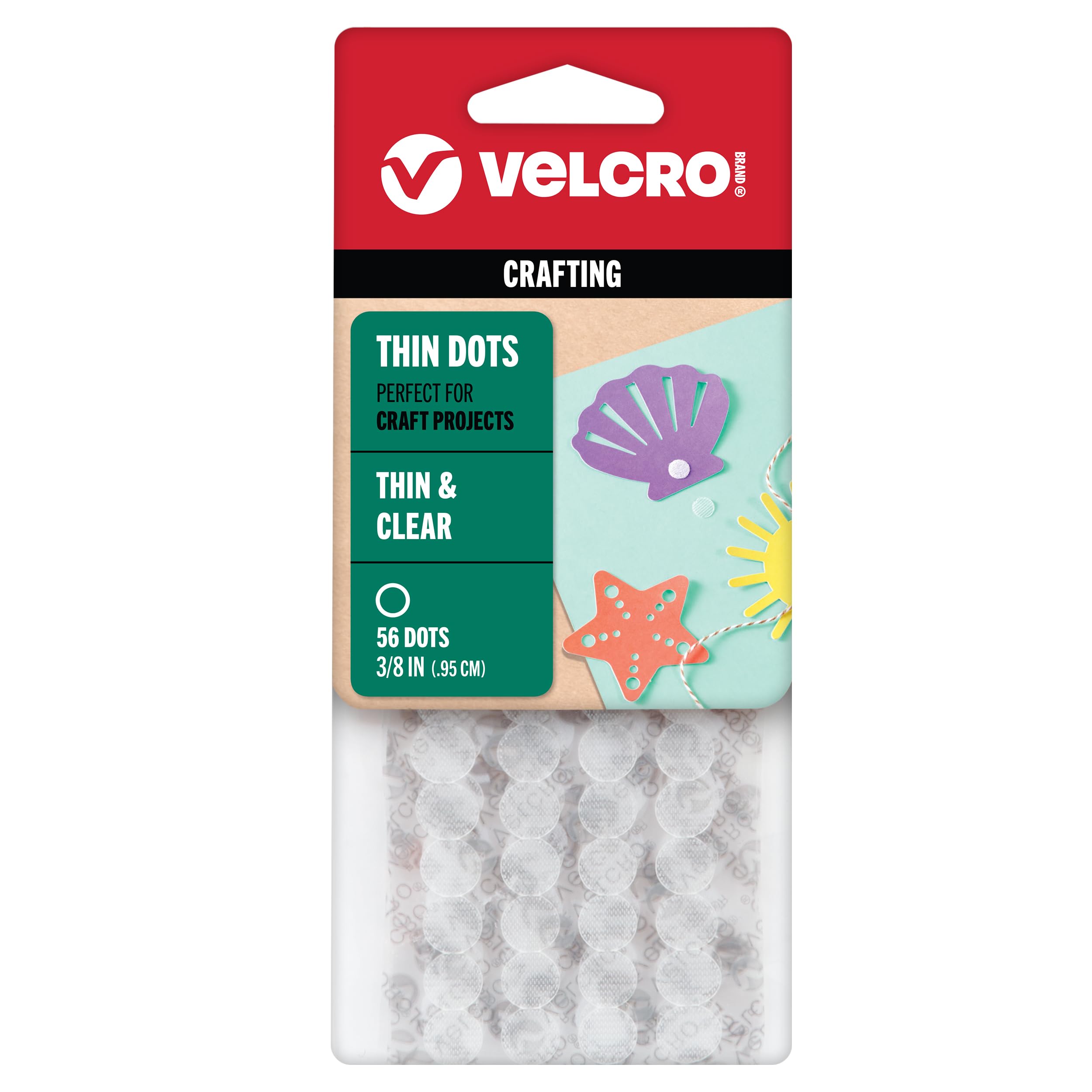 VELCRO Brand Thin Clear Stick On Coins/Dots - Double Sided Hook & Loop Fasteners | 3/8in 1