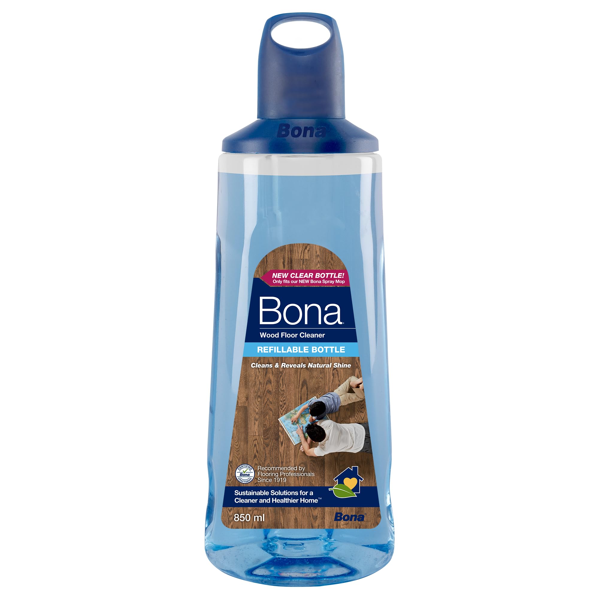 Bona Wood Floor Cleaner Cartridge - Streak-Free Cleaning for Varnished & Hard Floors, 850ml