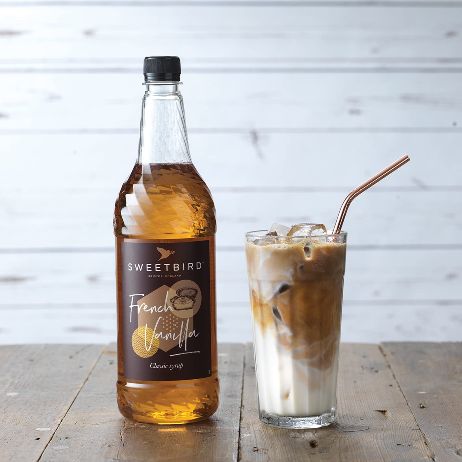 Sweetbird French Vanilla Syrup - 1 Litre Bottle | Vegan Friendly | Made with British Sugar