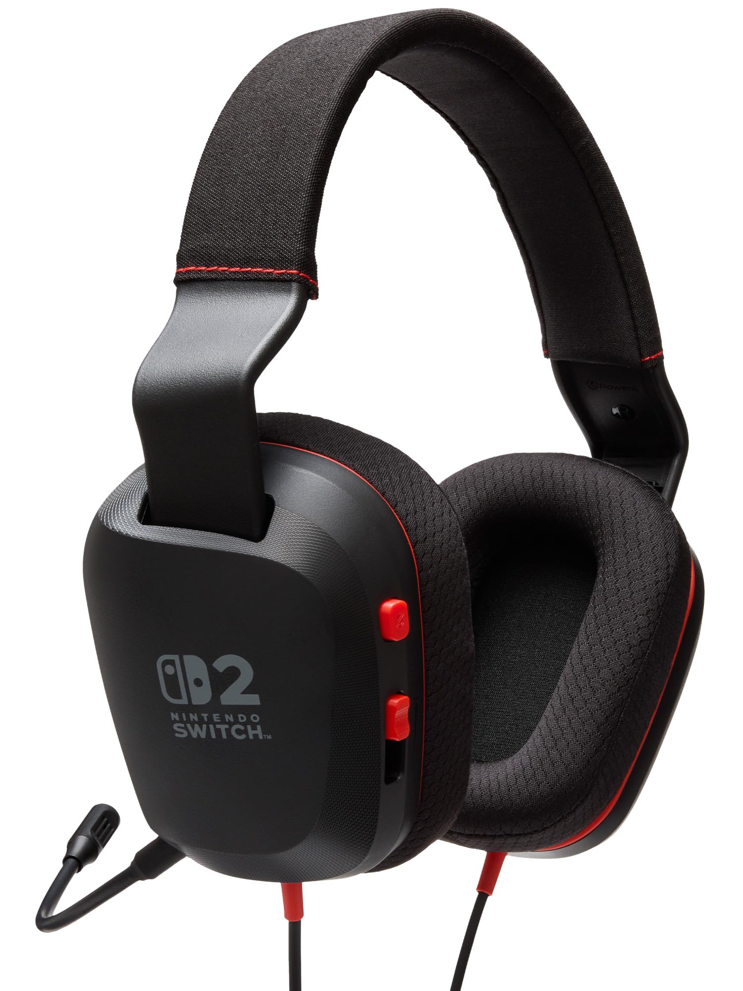 PowerA Wired Stereo Headset for Nintendo Switch 2 - Black/Red | 50mm Drivers | Detachable Mic 6