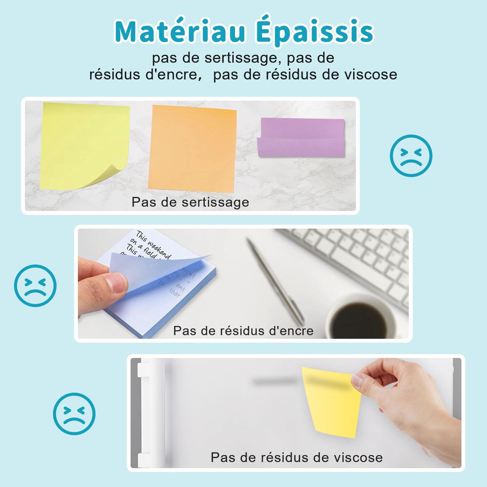 MOXYOY Super Sticky Pastel Self-Stick Notes - 600 Sheets | 76x76mm | 6 Colors 4