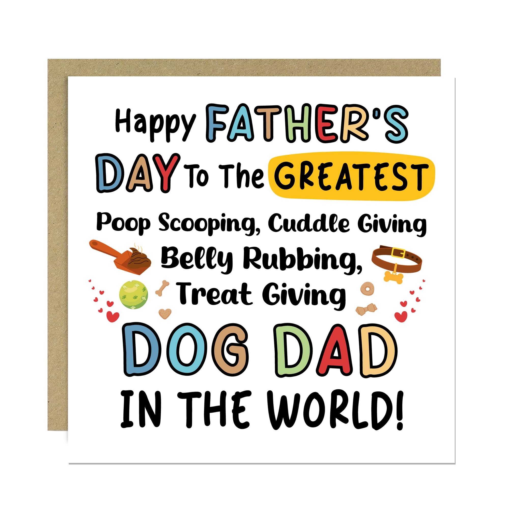 RED OCEAN Handmade Father's Day Card From The Dog | Square 14.5cm | 350gsm Matte Card